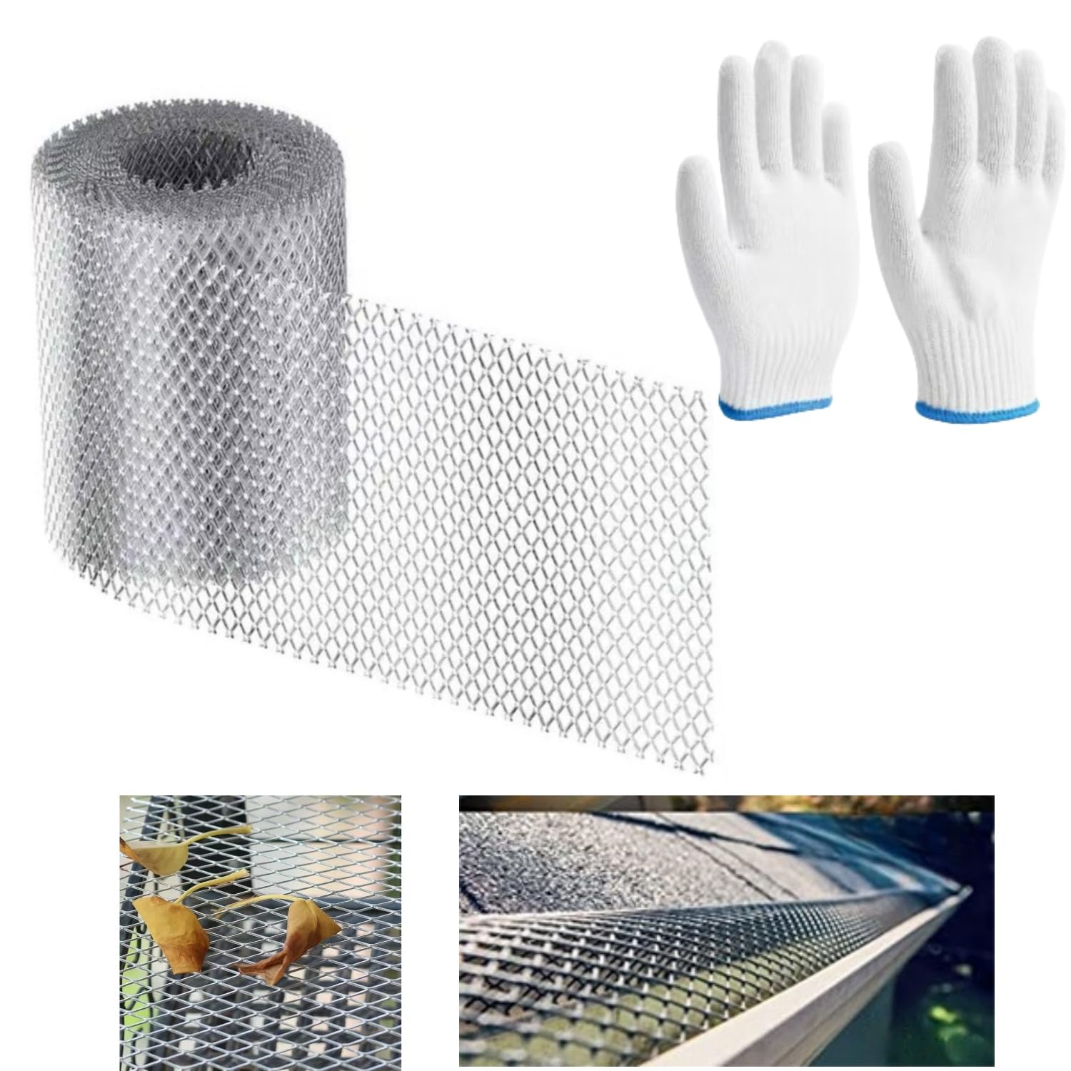 15CMX600CM Protector de canalón de malla de aluminio para canalones de alta resistencia, protectores de hojas de malla para canalones de hojas para cortar hojas de bricolaje, protectores de canalones