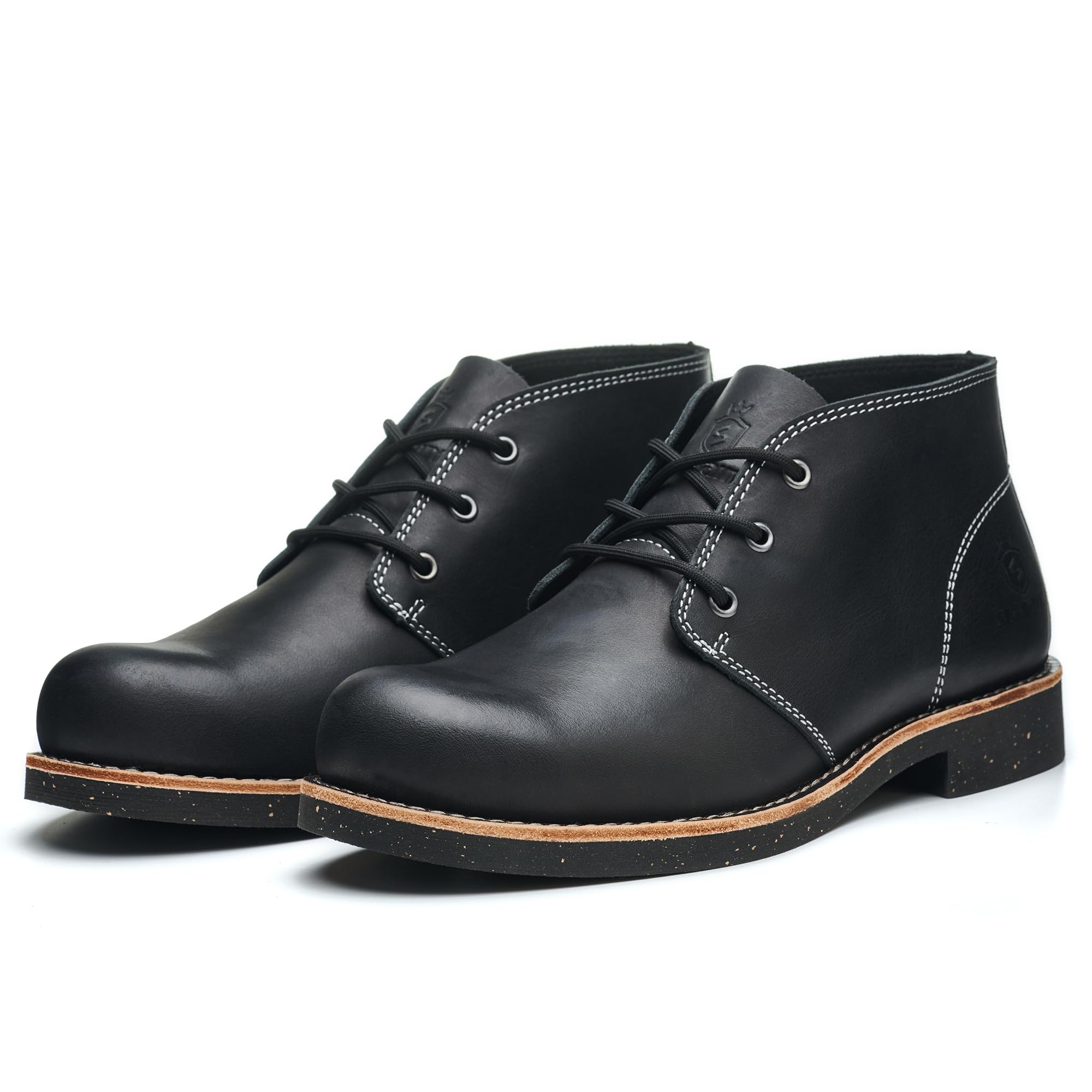 SL-Saint Stivali Chukka Classici Fatti a Mano Da Uomo Moda Vera Pelle di Vacchetta Scarpe Comode 5'' Allacciate