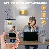 Vista 8 de Aipsun Aplique de Pared de Latón Cepillado Luces de Pared Interiores con Cableado Directo 1 Paquete Luz de Montaje en Pared Hacia Arriba y Hacia