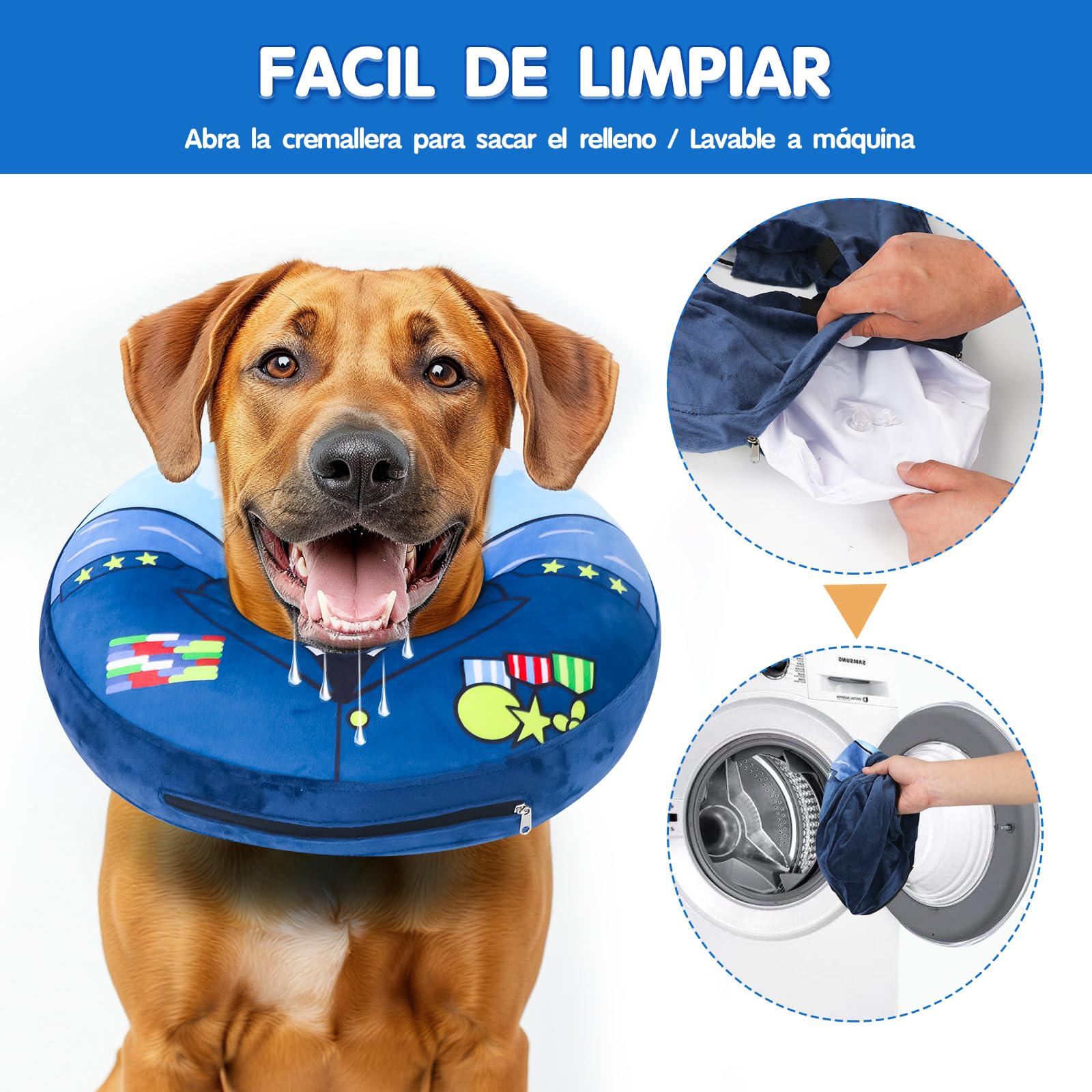 Collar isabelino Inflable Perro Collar isabelino Perros Gatos Collarin Perros para no rascarse después de la cirugía para Curar heridas Evitar mordeduras (L)