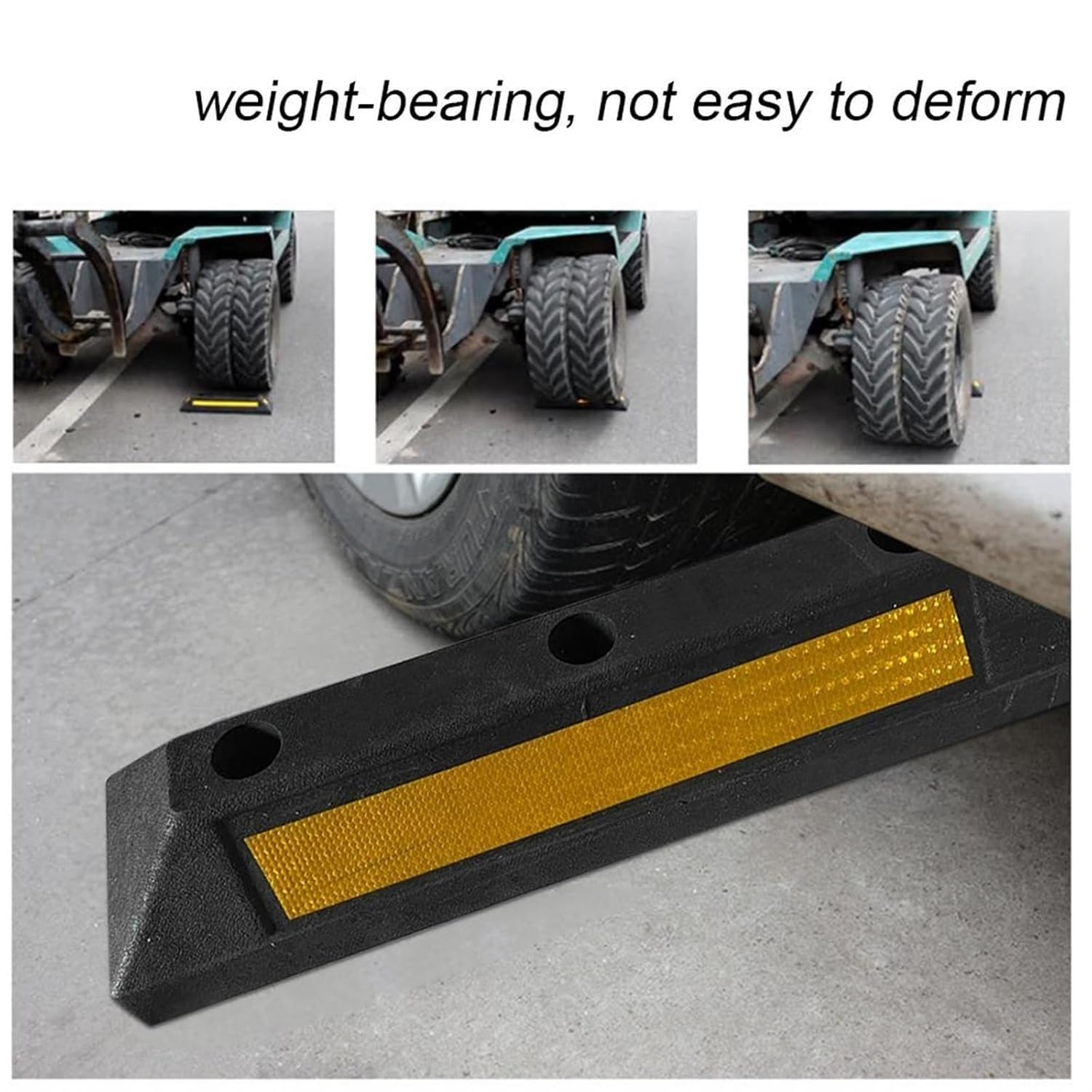 Parkplatz-Radstopper, Schwarze Gummi-Parkstopper, 2 Stück, for Pkw, LKW, Anhänger, Gabelstapler(Black 1pcs)