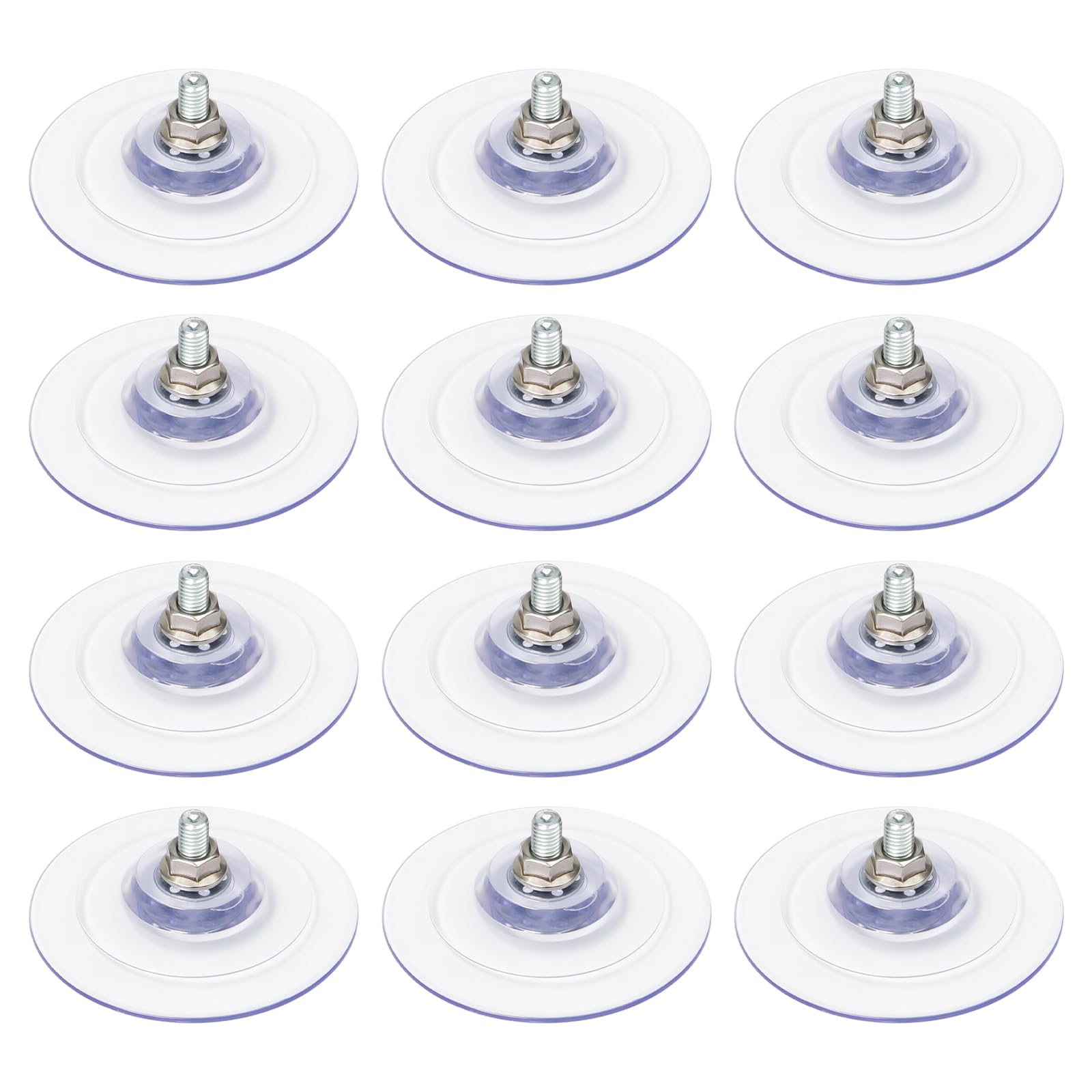 12 Pezzi Ventosa Filettata 85mm Ventosa in PVC Trasparente con 12 Dadi Zigrinati Ganci a Ventosas con Vite Entose per Vetro Forti e Versatili Ventose Versatile per Bagno,Cucina,Vetro,Finestra