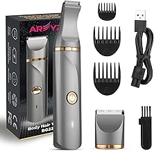 AREYZIN Electric Bikini Trimmer Women Lady Shaver for Pubic Hair, Nose, Replaceable Snap-in Ceramic Blades, IPX7 Washable Head, Wet and Dry Use, Gray Gold
