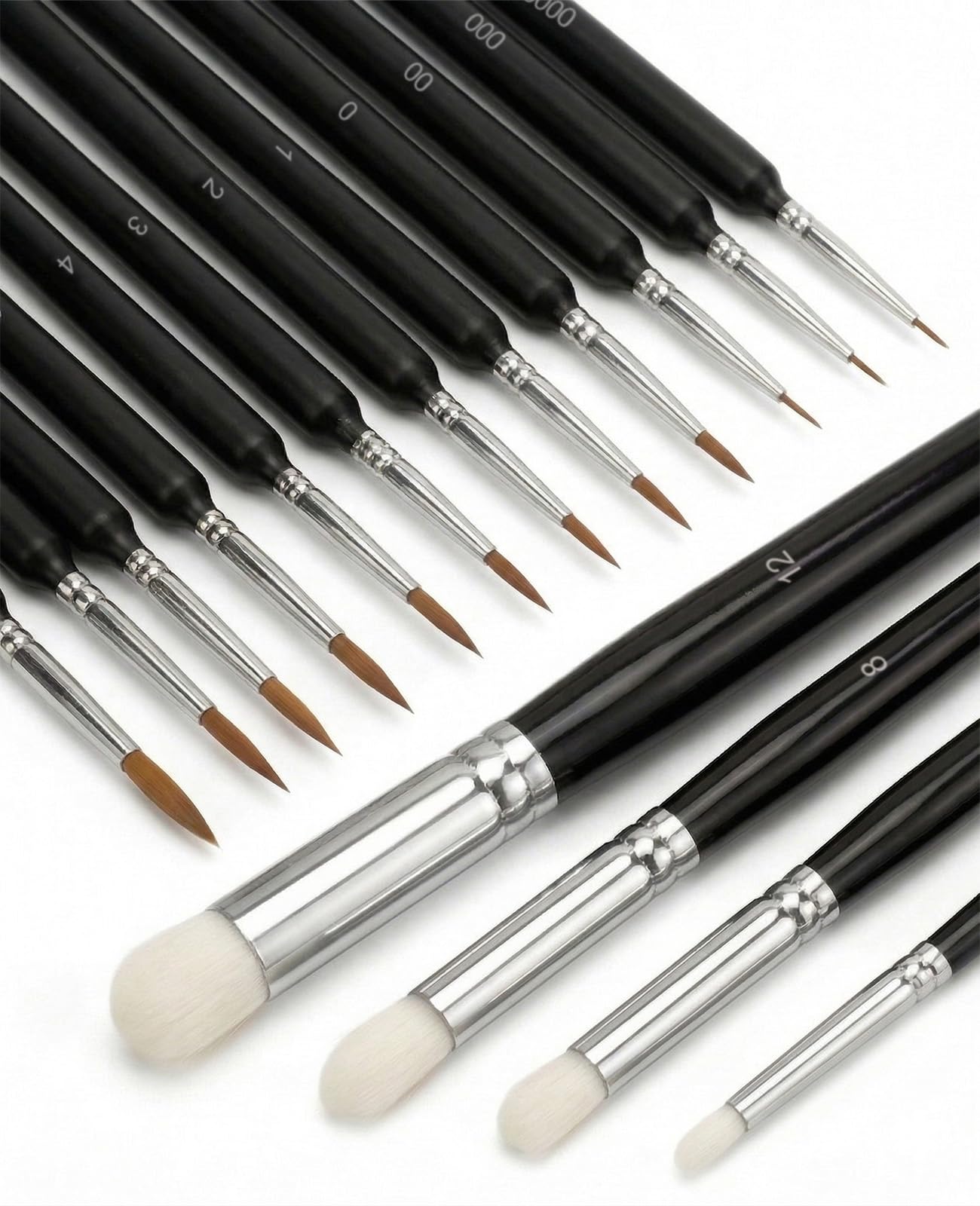 Asheyya 15 Pcs Miniature Paint Brushes with Drybrush Set, Fine Detail Paint Brushes Dry Brushes for Miniatures, Model Painting