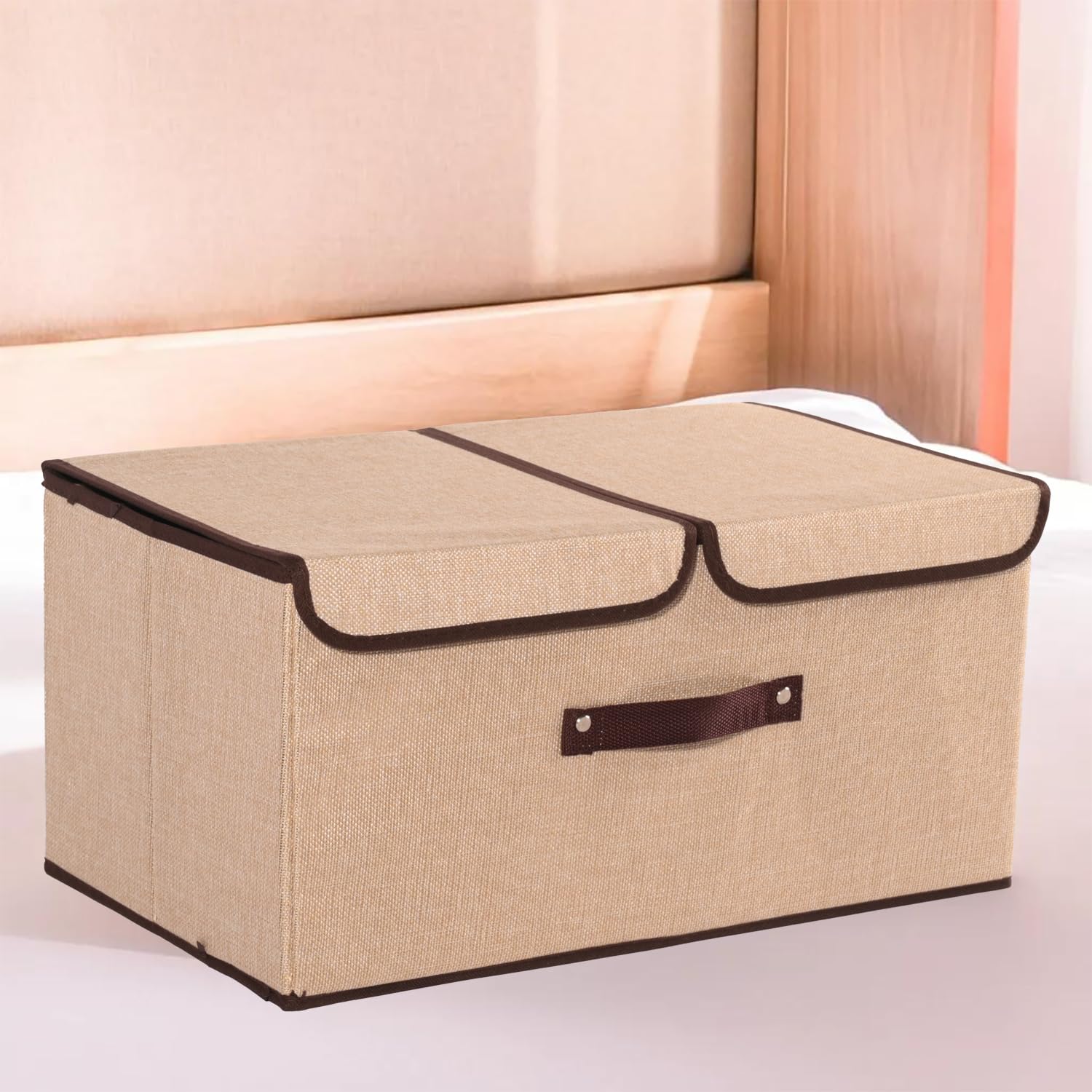 Kuber Industries Pack of 3 Foldable Storage Box | Double Lid Storage Box with Handle | Stackable Storage Box For Clothes-Toys-Books | YJA008-BGE | Beige (B0D1R8K815) Amazon Price History, Amazon Price Tracker