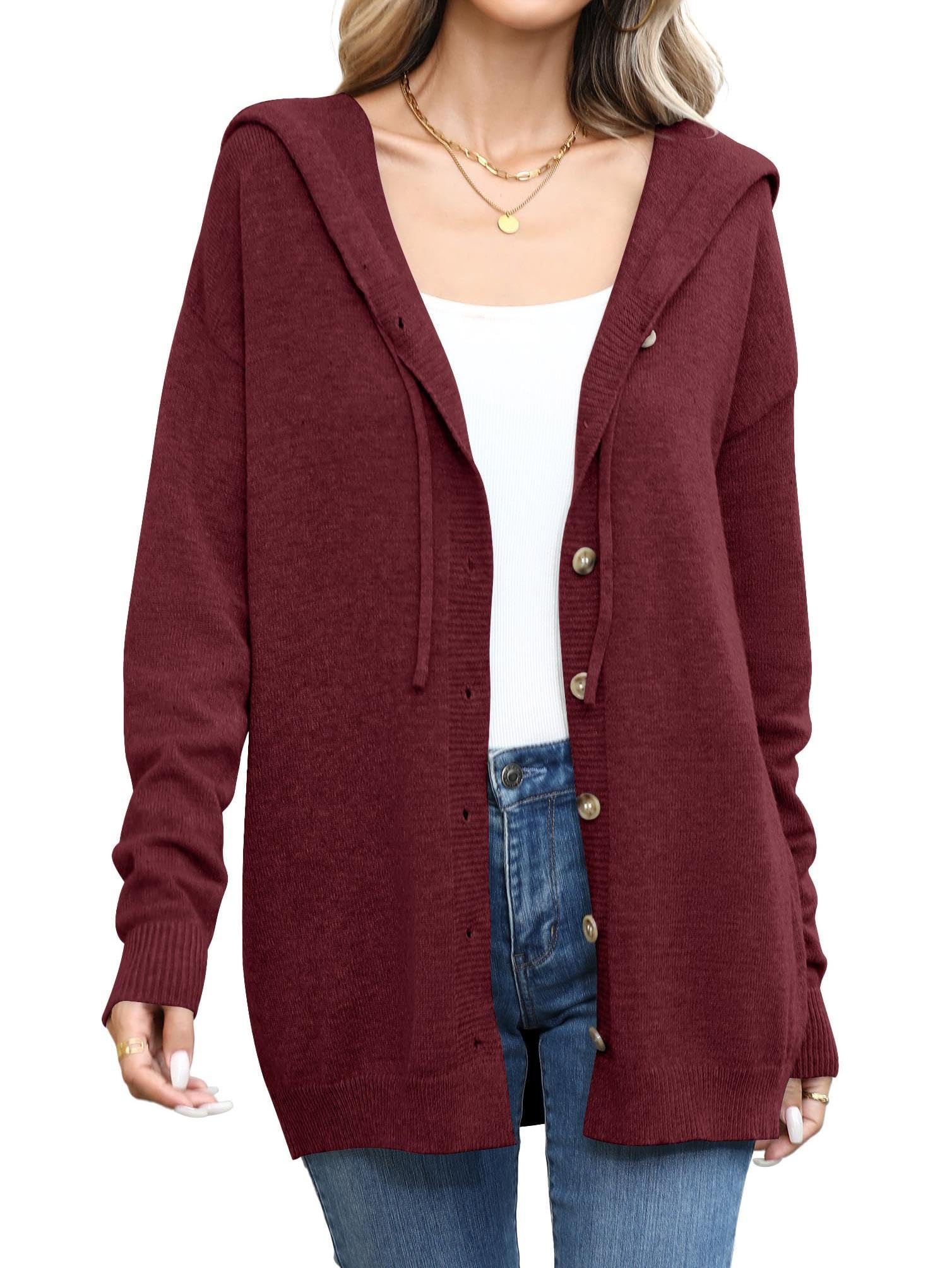 TASAMO Women's Button Down Hoodie Cardigan Sweaters Long Sleeve Fall Fashion Open Front Knit 2025 Winter Outerwear Coats