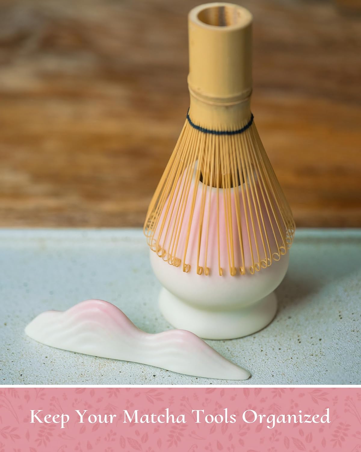 Matcha Whisk Set, 8 Pcs Matcha Kit with Ceramic Bowl, Gradient Pink image 5
