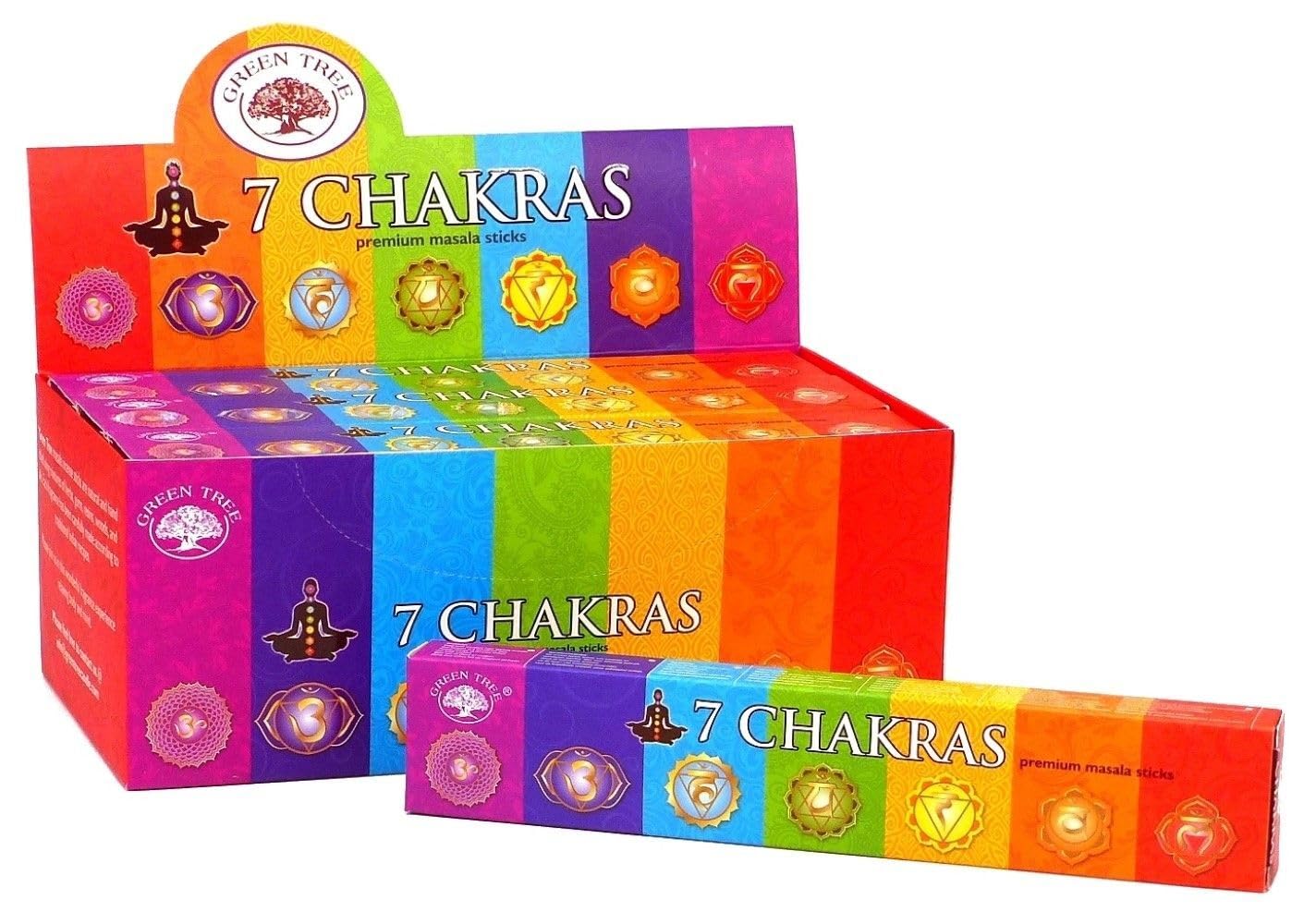Green Tree Multi-Colour 7 Chakra Natural Masala Incense Box Of 12 Packs