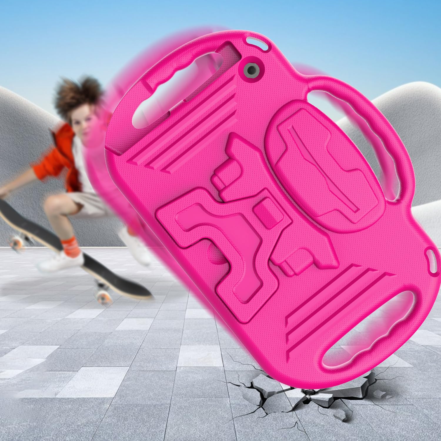 AVAWO Kids Case for 10-inch Tablet with Shoulder Strap, Lightweight Shockproof Handle Cover for 10" Tablet(Not for Other Tablet), Hot Pink