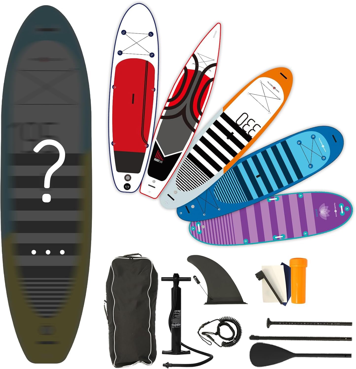 Inflatable Stand Up Paddle Board with SUP Accessories & Backpack. Paddle Boards for Adults. Non-Slip Deck, Wide Stance, Bottom Fin, Double Action Pump.