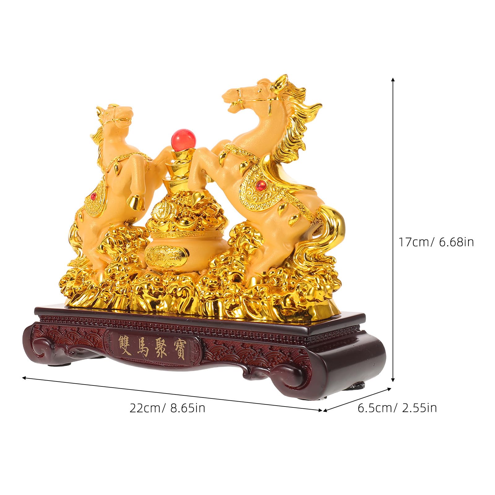 Kunstharz Pferdeornament Gold für Schreibtisch und Eingang