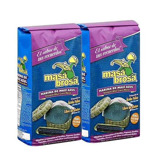 MASABROSA Masa Instantanea Harina de Maíz Premium Calidad Sin Gluten (Azul, Paquete de 2)