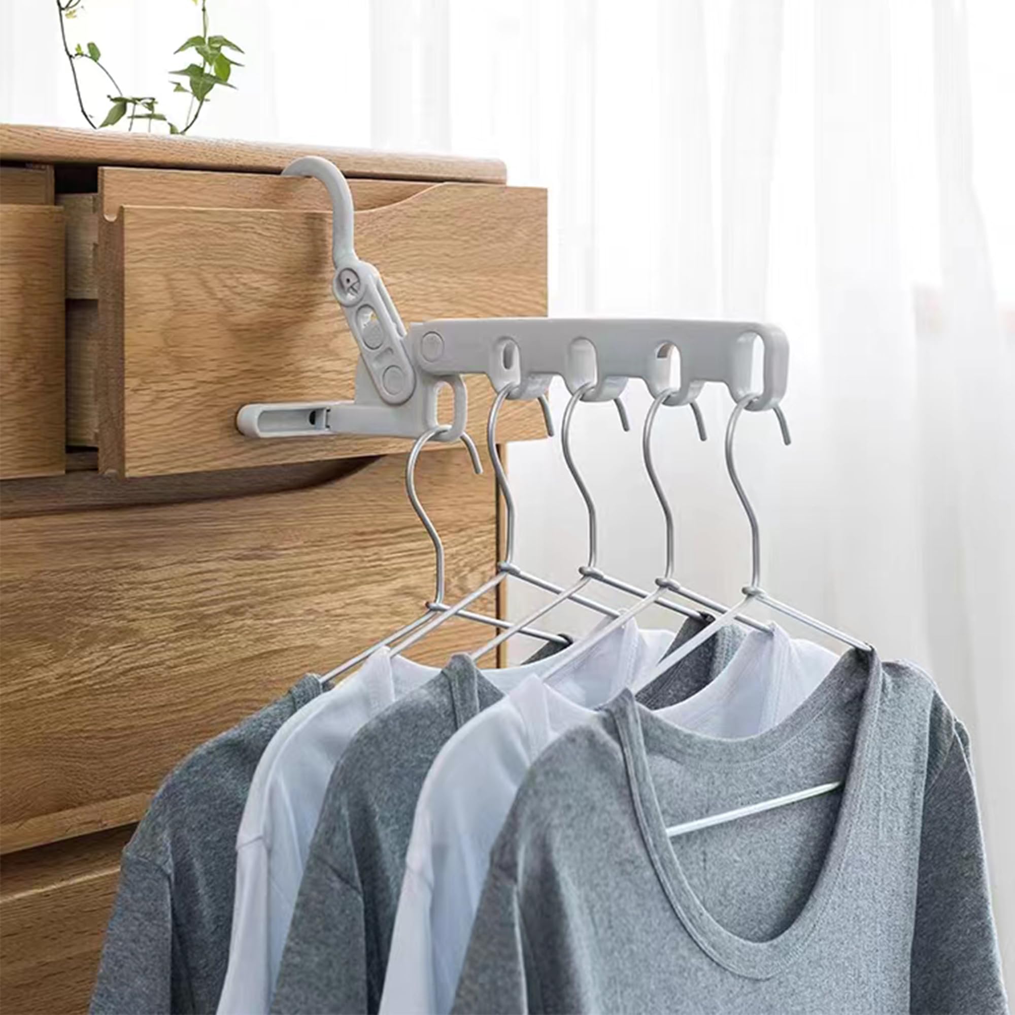 ZHUOMINGJIA Travel Folding Hanger,Multi-Functional Travel Clothes Hanger,Laundry Room Hanging Rack,for Travel, Hotel Stays, Business Trips, and Home Use (Grey,1 Pcs)