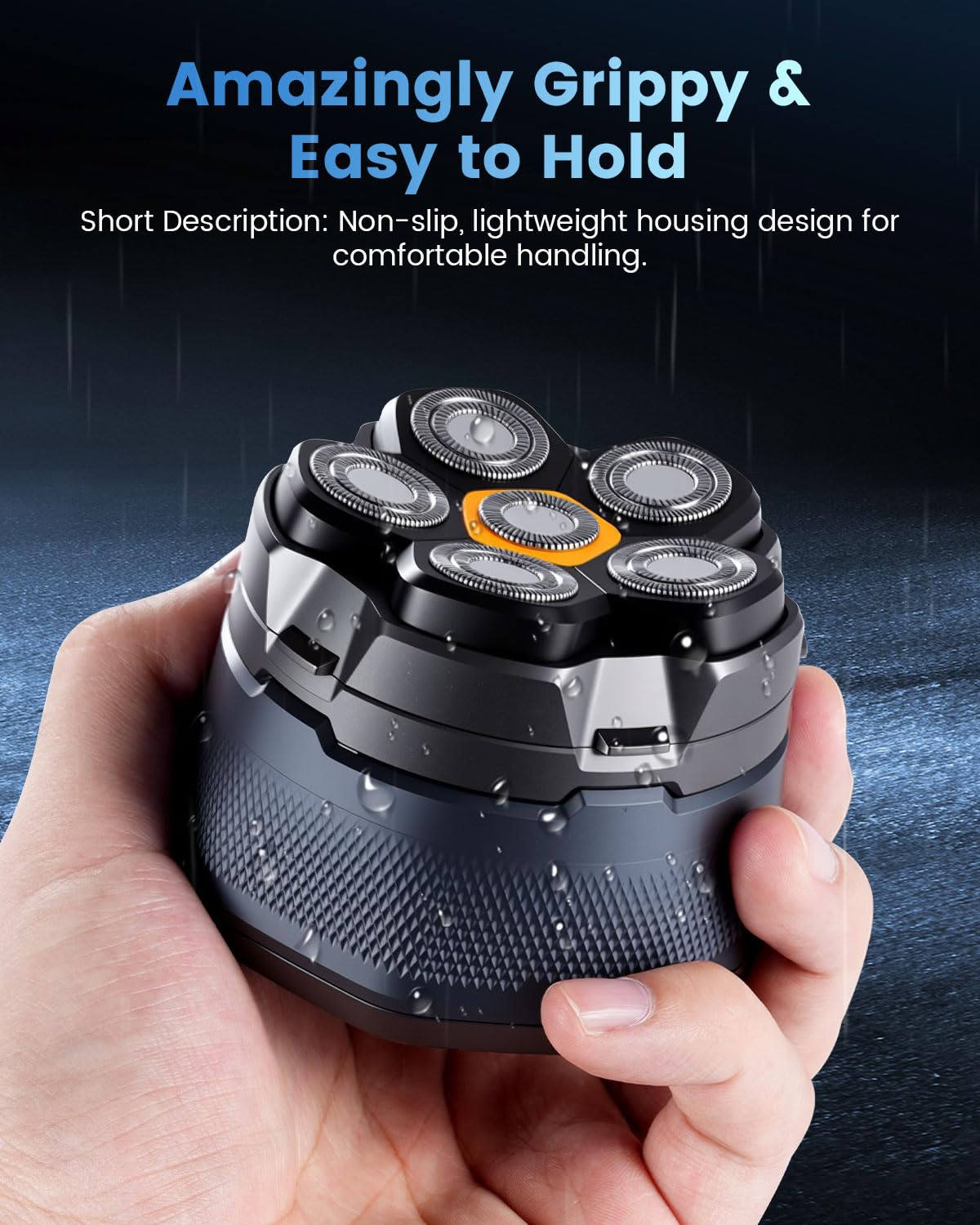 Maquinilla de afeitar calva para hombre, cabeza flexible 6D, afeitadora eléctrica para cabeza y barba para calvicie, impermeable, húmedo y seco, cargador rápido USB-C, cortador de calvicie ergonómico