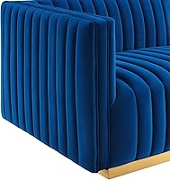 Vista 216 de Modway Conjure - Sofá seccional tapizado de terciopelo de alto rendimiento, con canal, silla sin brazos en negro y gris