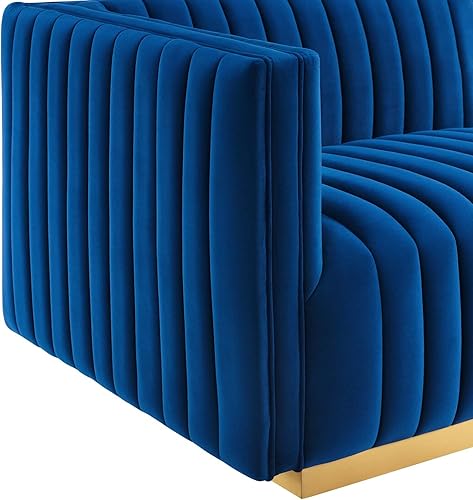 Miniatura 216 de Modway Conjure - Sofá seccional tapizado de terciopelo de alto rendimiento, con canal, silla sin brazos en negro y gris Negro-Gris,Negro