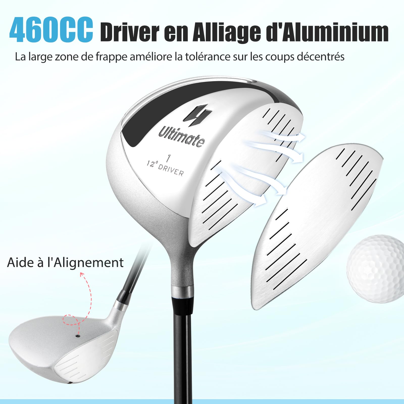 GOPLUS Clubs de Golf pour Enfants, Inclus 205CC #3 Fairway, #7 & #9 Fers, Putter, Couvre-tête, Sac de Golf Portable avec Capuchon de Pluie, pour Garçons Filles de 8-10 Ans