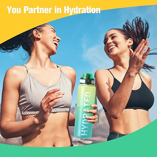 Miniatura 8 de Sahara Sailor Botella de agua, 322517 onzas, botellas de agua duraderas y a prueba de fugas, motivacionales con marcador de tiempo, Tritan, sin BPA,