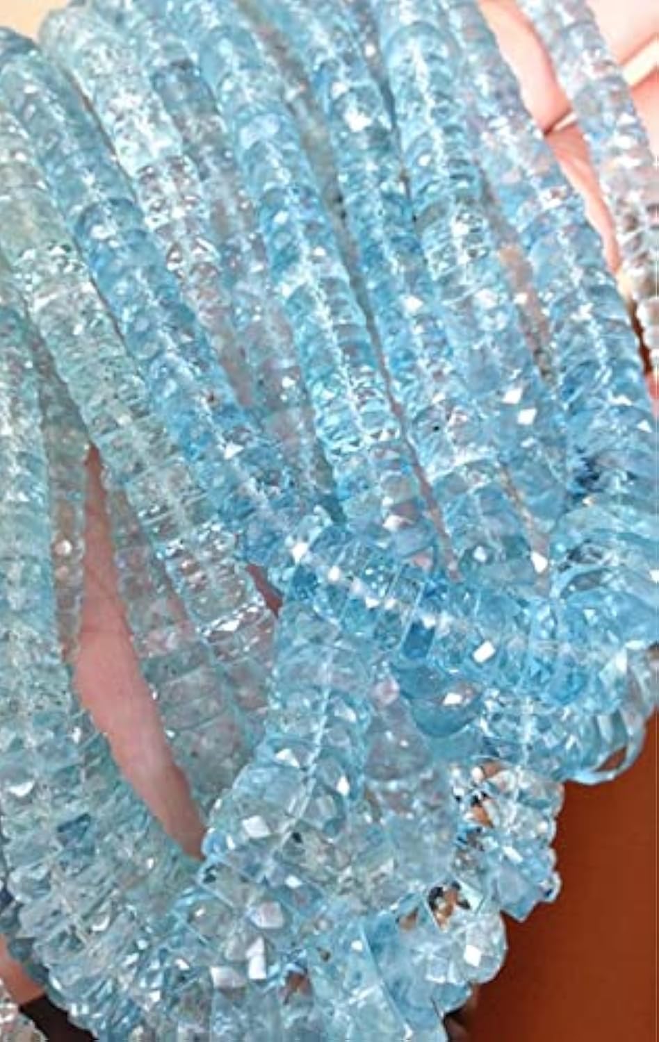 Perles aigue-marine naturelle en fil de 8 pouces pierres facettées 4 à 7 mm création bijoux