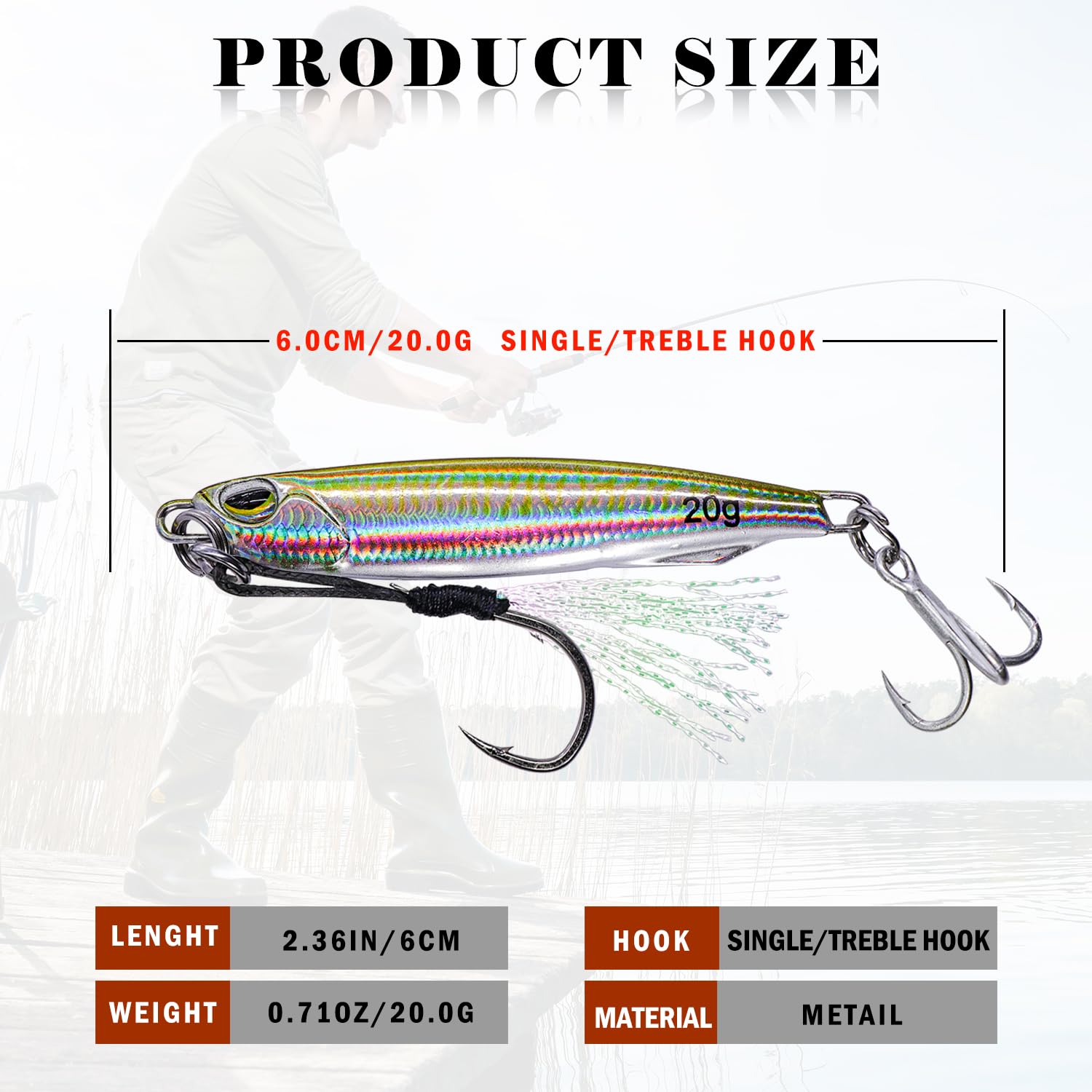 Señuelos Pesca, Set de Cebos Metálicos, Giratorios y Brillantes para Peces Depredadores Cebos de Pesca Duraderos y Bien Elaborados para Agua Dulce y Salada.