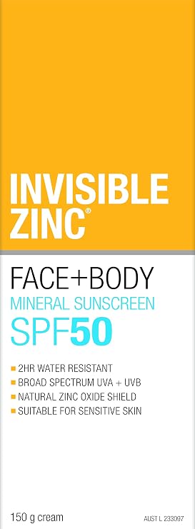 Invisible Zinc - Face + Body SunscreenSPF 50 UVA UVB (150g/5.29oz)