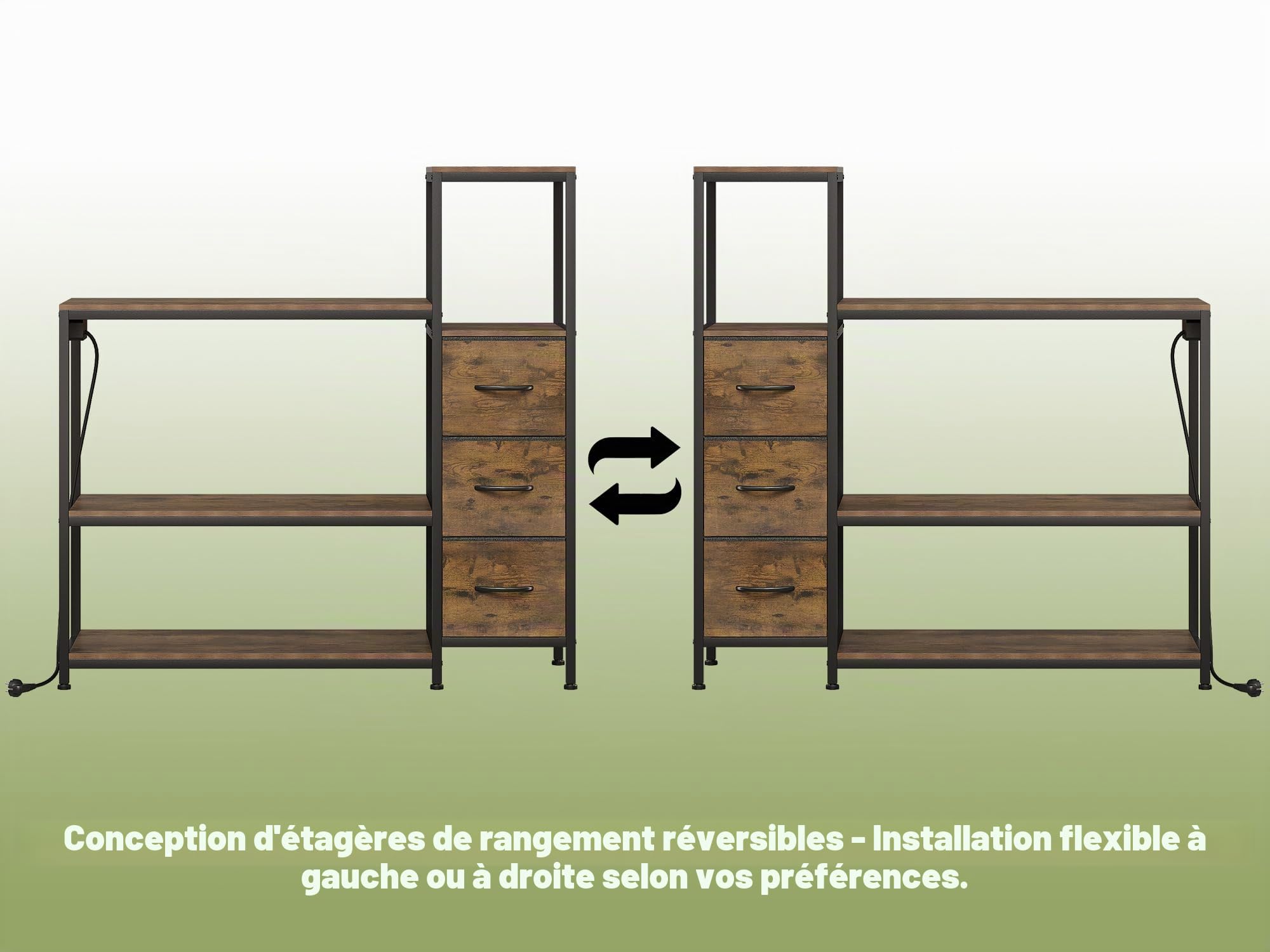 VEDECASA Support pour aquarium de 20 gallons, armoire inférieure avec prises d'alimentation, étagère d'aquarium avec 3 tiroirs rustiques, table à 3 étages pour aquarium, reptiles et terrariums