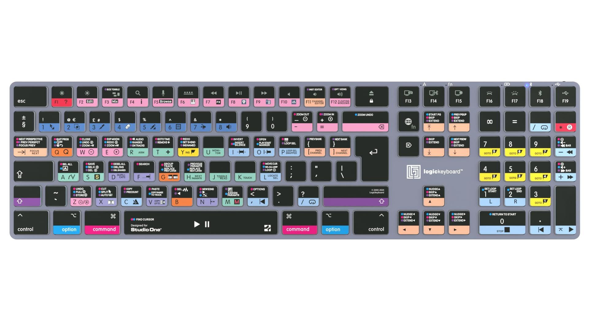 LOGICKEYBOARD Retroilluminato wireless "Titan" progettato per l'editing in Studio One • p/n LKB-PSO3-TM-UK