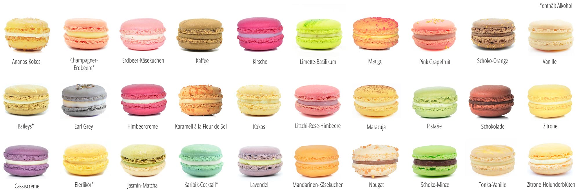 frische Macarons, handgemacht, ohne Alkohol - 40er Geschenkbox