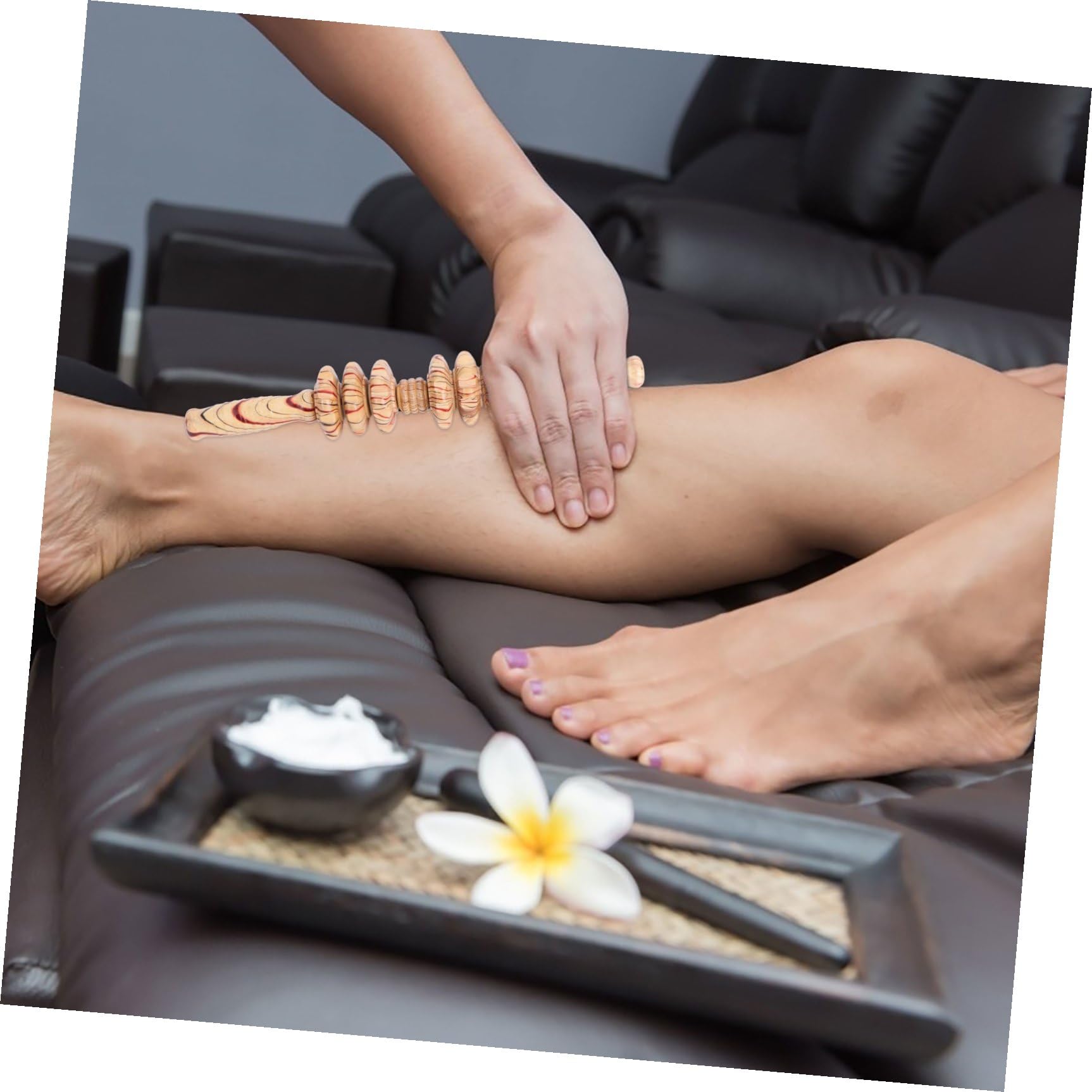 2 Stück Holz Massageroller Bauchmassagegerät mit Rollenmassagefunktion zur Muskelentspannung und Gezielter Bauchmassage für Fitness und Alltag
