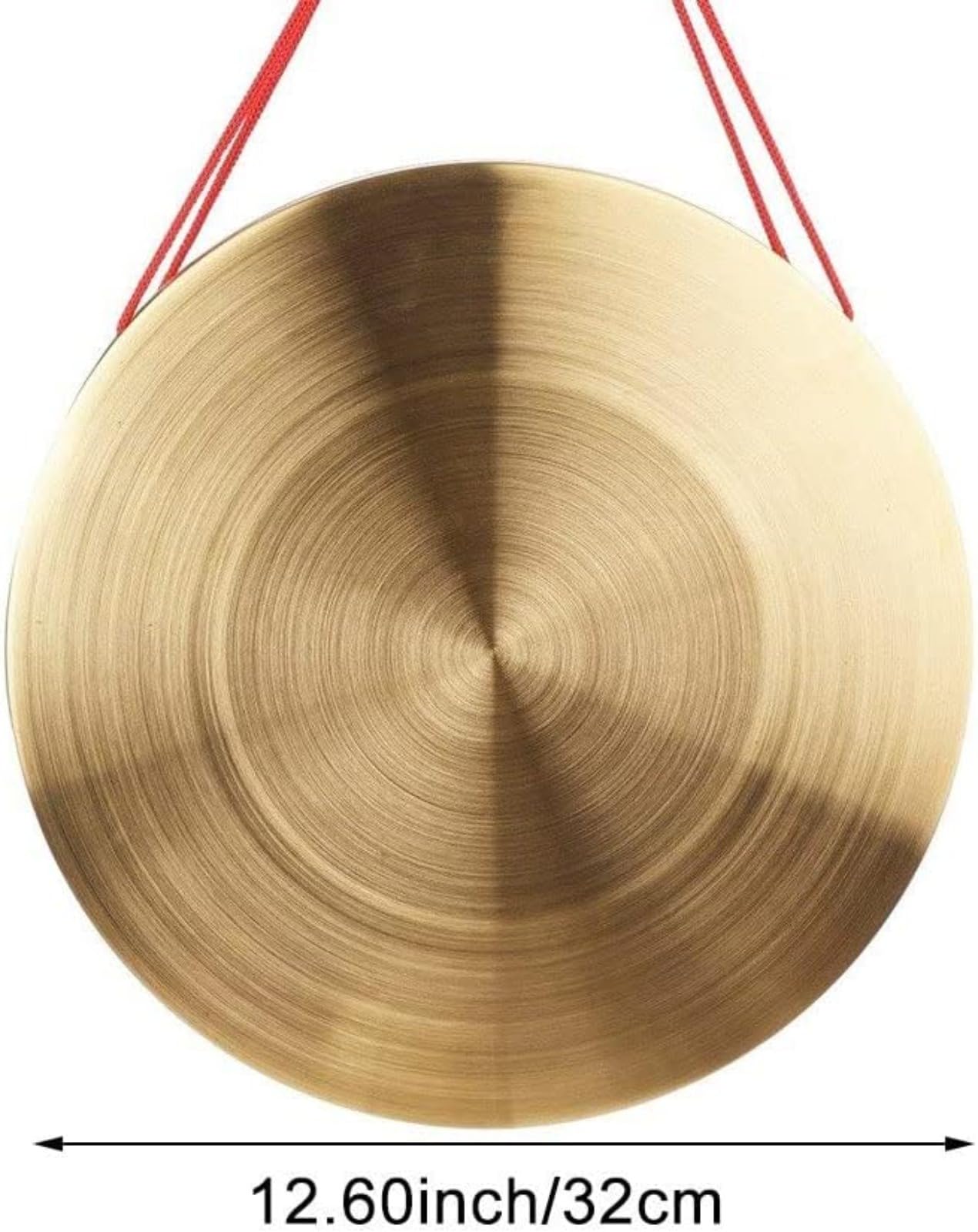 Gong in Ottone da 32 cm – Strumento a Percussione Tradizionale Autentico con Mazzuolo in Legno, Ideale per Cerimonie, Opera, Meditazione ed Eventi (42cm)