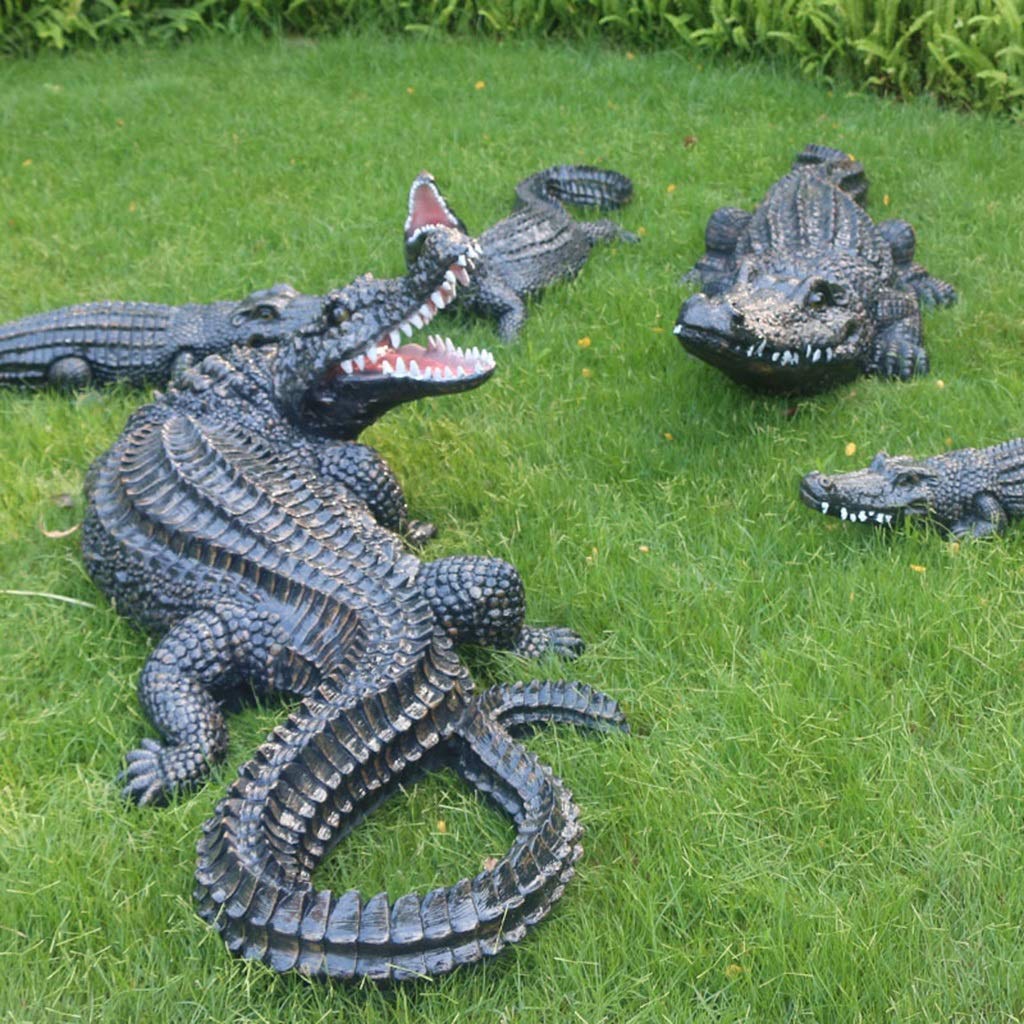 Amazon.co.jp: ガーデンオーナメント・置物 魚のいる池のワニの像の