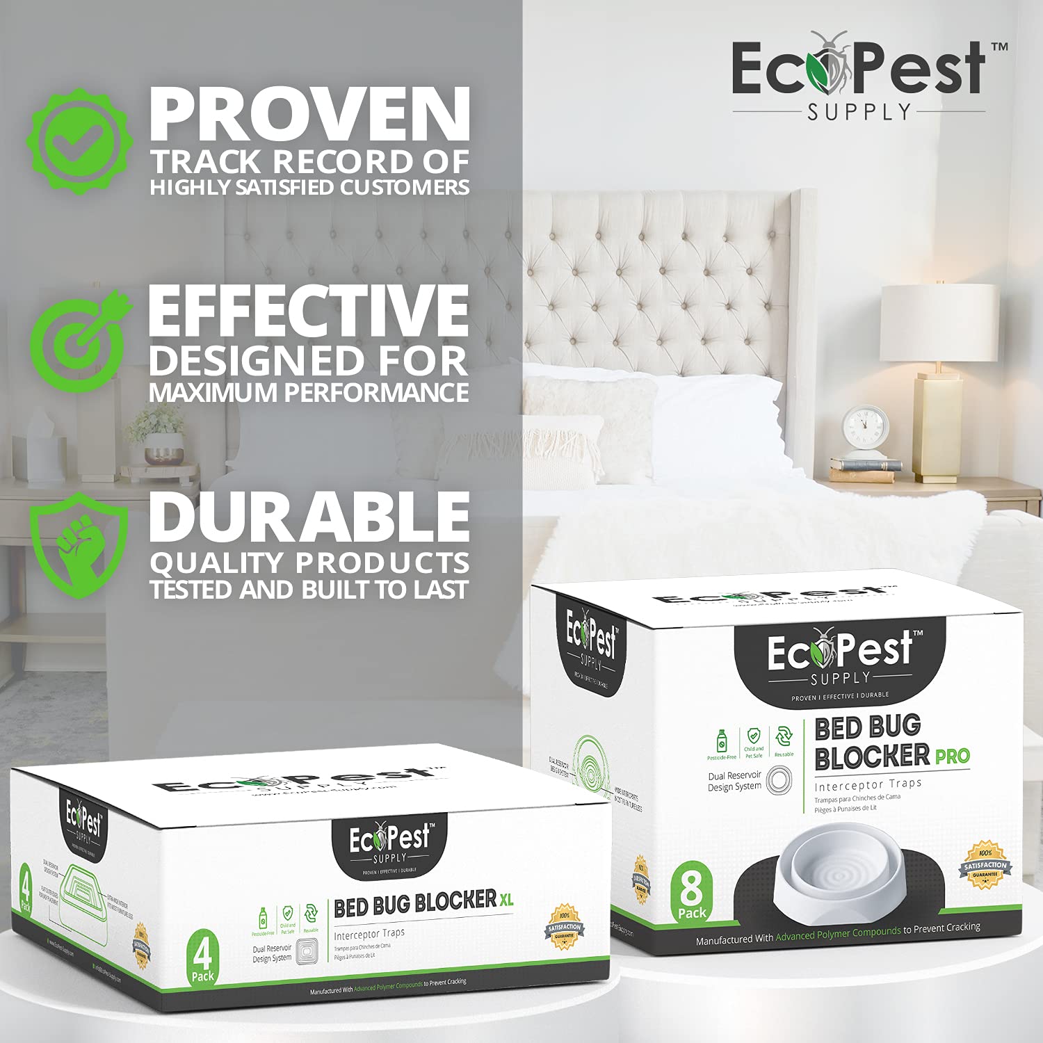 Buy ECOPEST Bed Bug Interceptors 4 Pack Bed Bug Blocker (XL