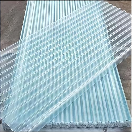 6 PCS Polycarbonate Roofing Panels Splicable Corrugated Plastic UV Resistan Greenhouse roof Panels Easy Cut for Canopy，Carport (Clear, 6PCS 67X35in)