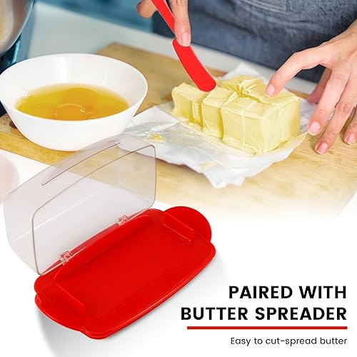 Miniatura 3 de Mantequera con tapa transparente y cuchillo, bandeja de mantequilla de plástico, caja de mantequilla de 8.66 x 4.72 pulgadas