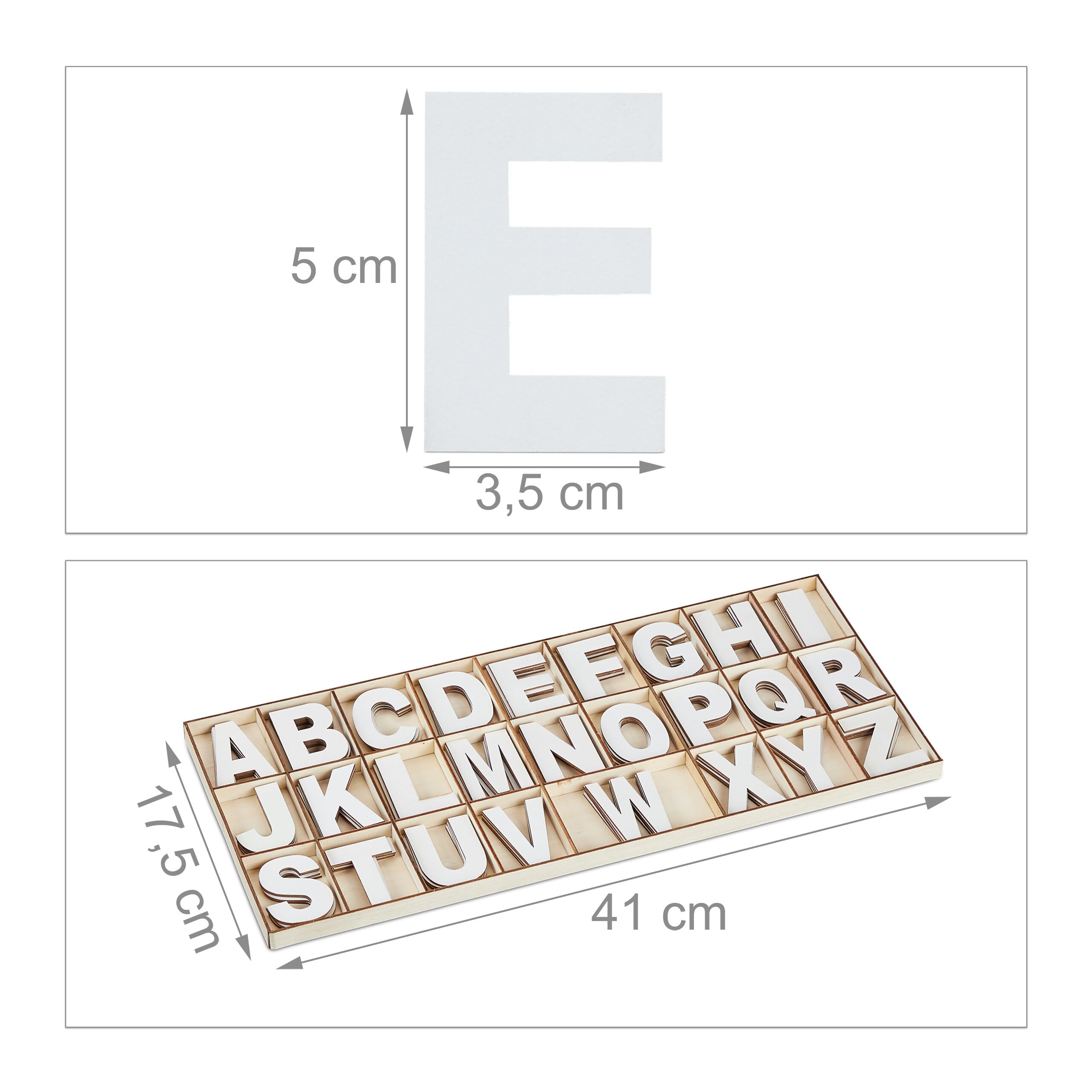 Relaxdays Wooden Letter Set, 104 Pieces, Capital A-Z, Signs, 5 cm, Large, for Handicraft Decoration, Classroom, Natural - Image 4