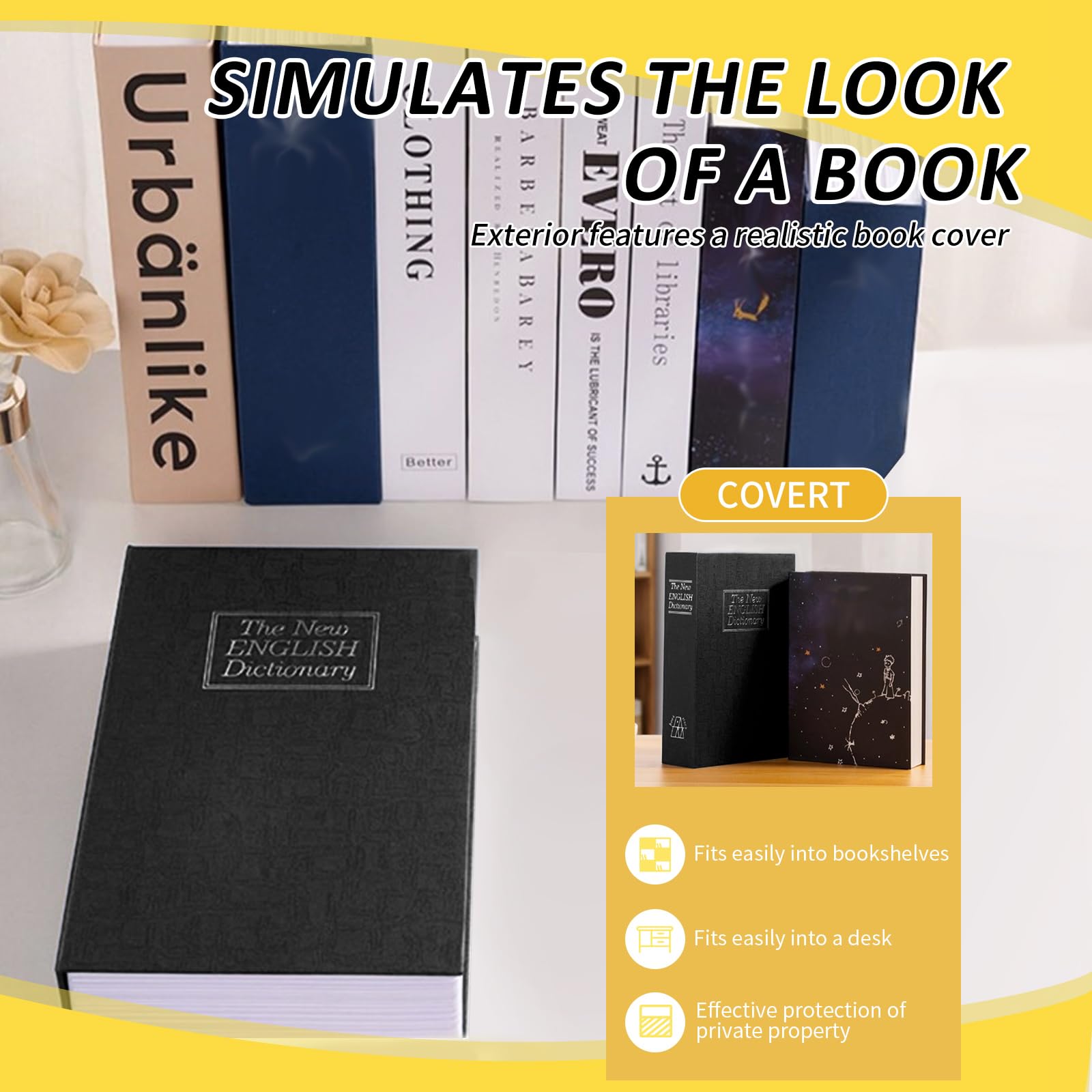 Salvadanaio Bambini, Salvadanaio Contabile, Cassaforte per Bambini a Forma di Libro, Monetinaio Personalizzato Utilizzabile per Riporre Spiccioli e Piccoli Oggetti Personali, con Due Chiavi Incluse