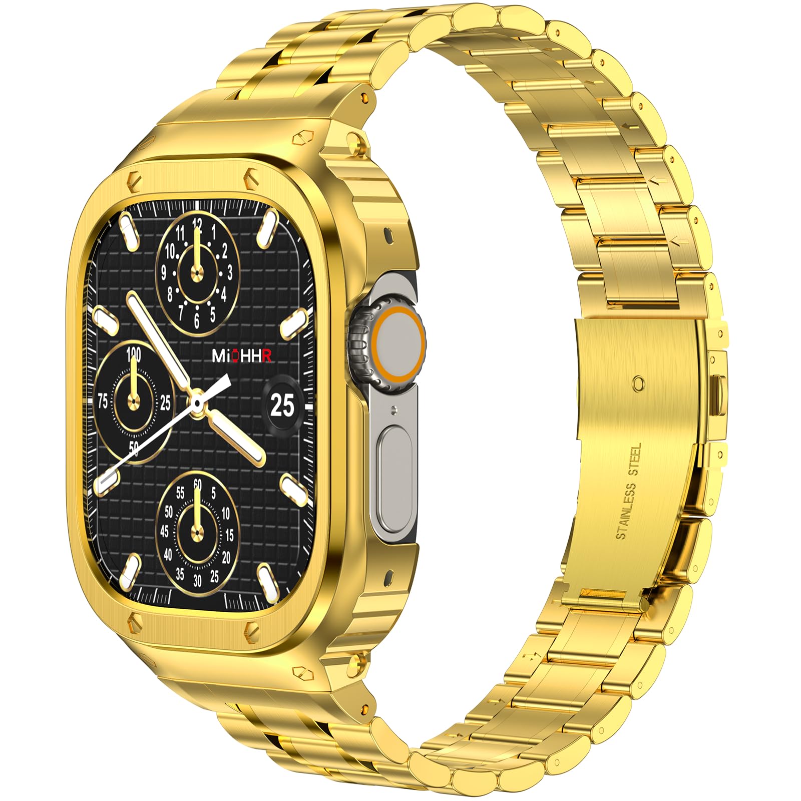 MioHHR Stainless Steel Band with Case for Apple Watch Bands Ultra 4/3/2/1