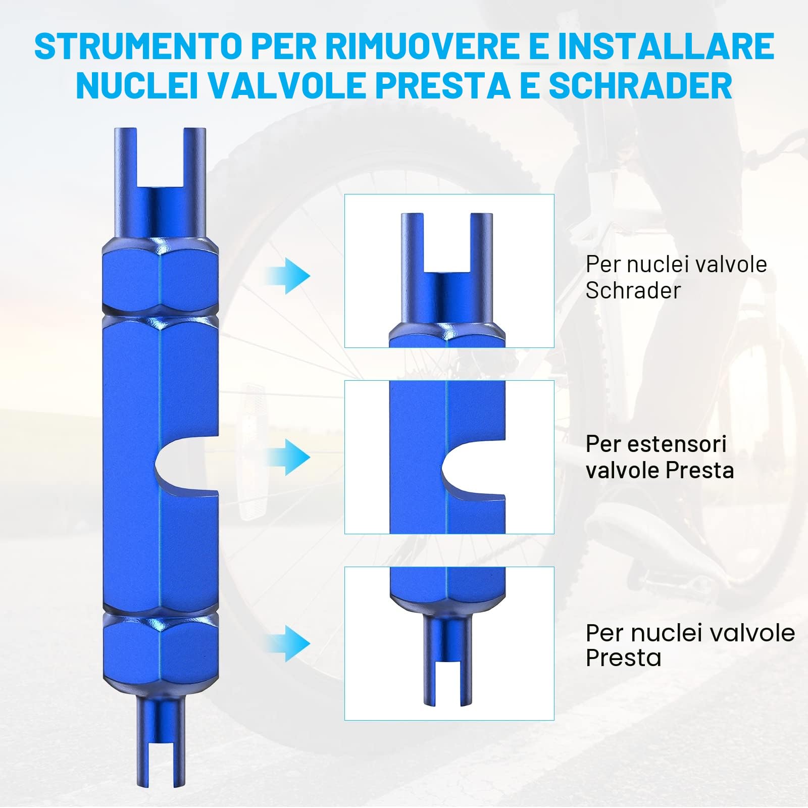 Flintronic Nucleo Valvola Bici 11 Pezzi Kit Sostituzione Valvola Presta Adattatore Bicicletta