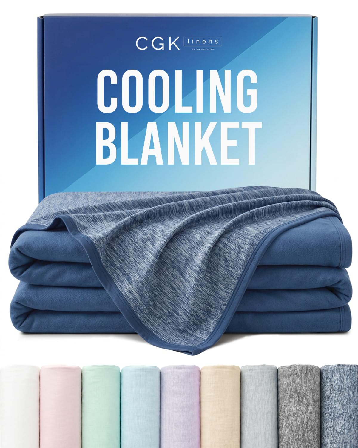 Cooling Blanket for Hot Sleepers - Cold Blanket Queen Size - Navy, 90 x 90