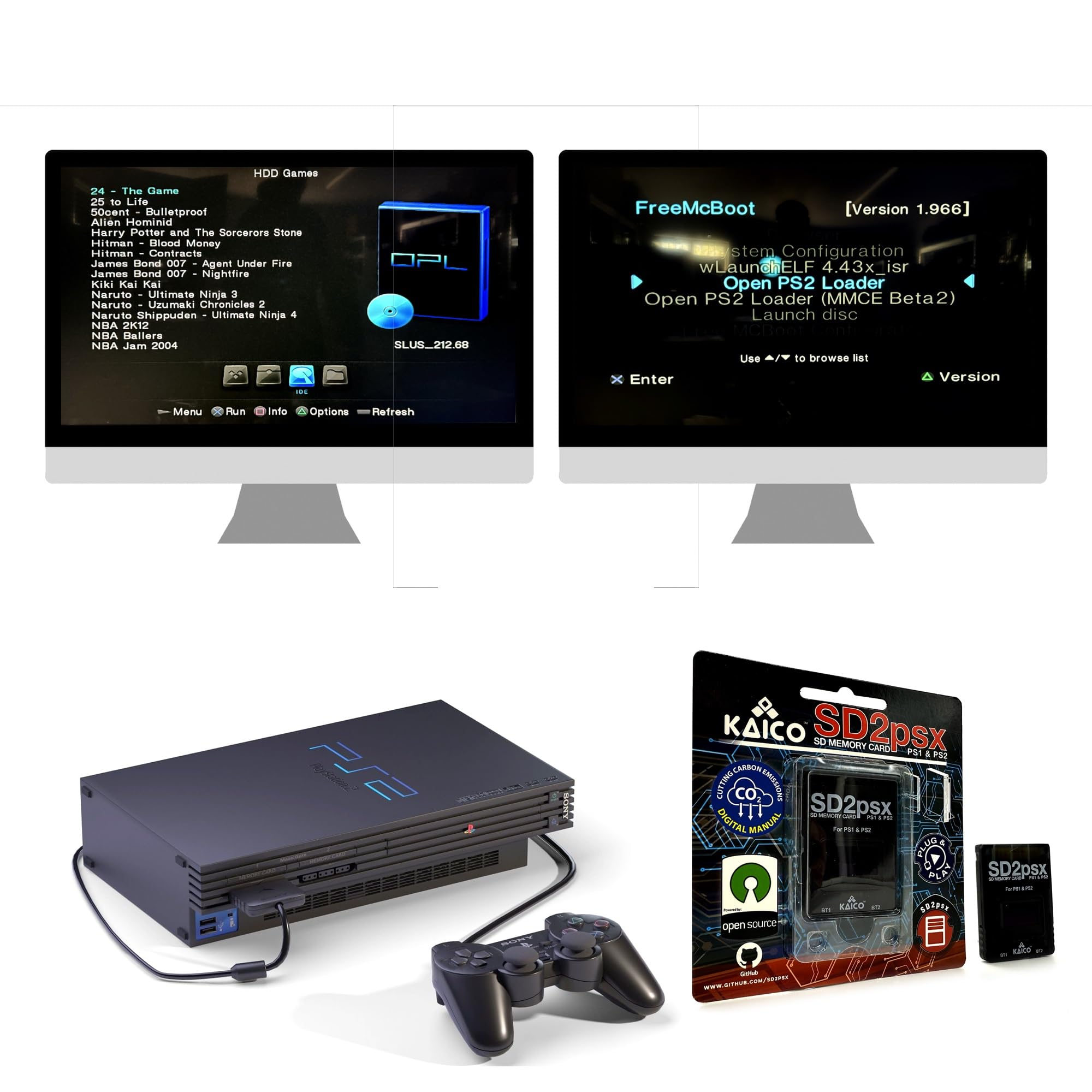 Kaico PSX Mem Card Gen 2 Scheda di Memoria Compatibile con PlayStation 1 & 2 - Firmware Aggiornabile - Archiviazione Illimitata - Include una Scheda MicroSD da 8 GB - Scheda di Memoria per Giochi ad