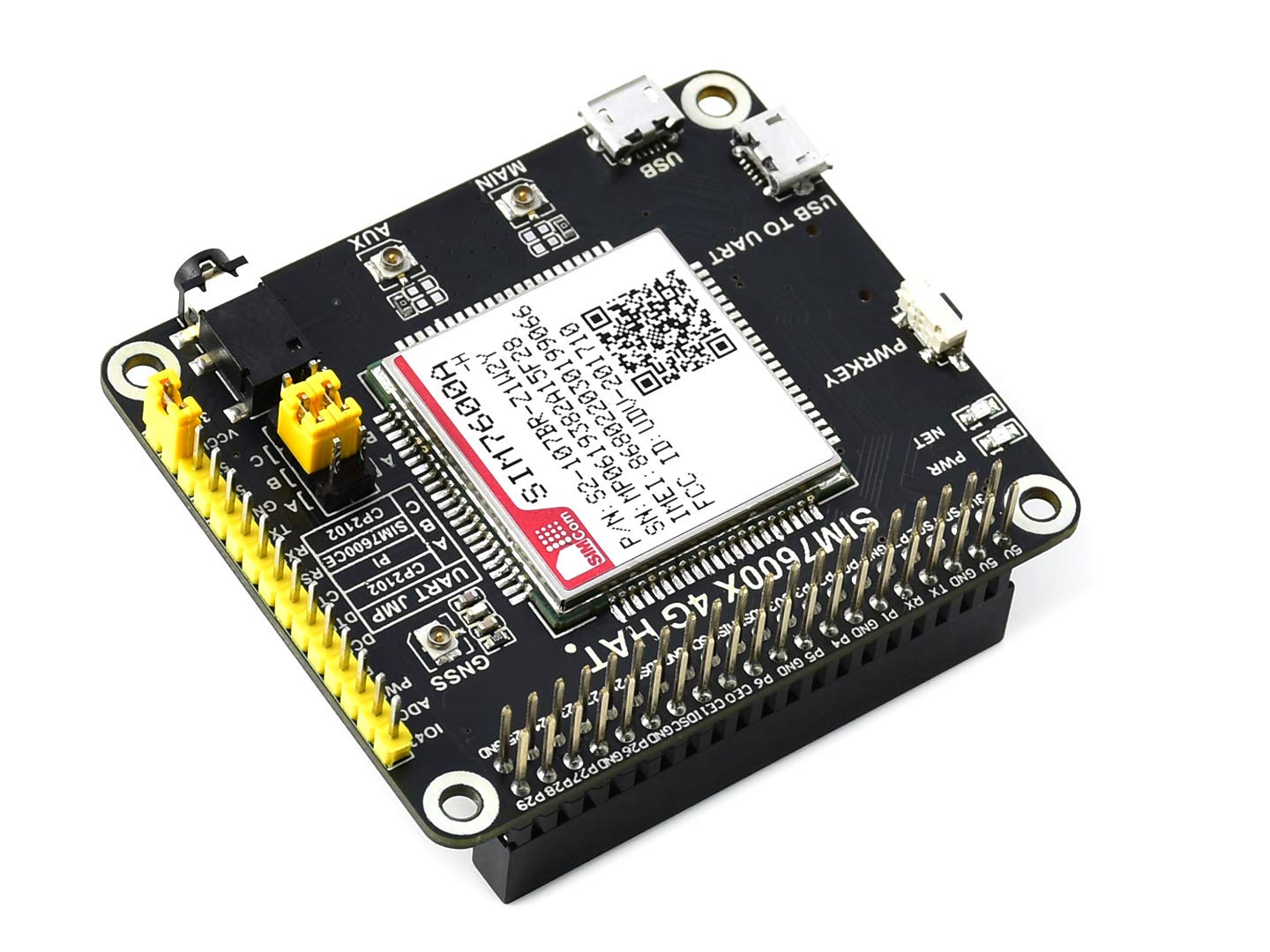 4G / 3G / GNSS HAT Compatible with Raspberry Pi 4B/3B+/3B/2B/Zero/Zero W/Zero WH,Jetson Nano Based on SIM7600A-H 4G Support LTE CAT4 for Downlink Data Transfer,4G Connection etc