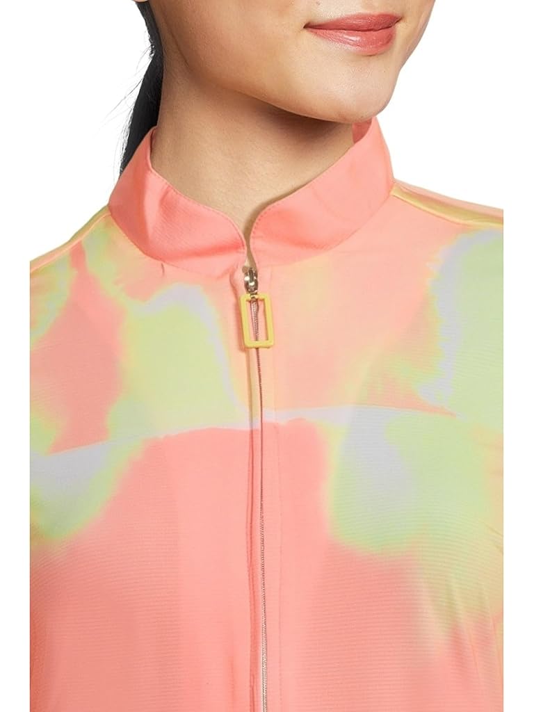Orange Jamie Sadock Flare Print Long Sleeve Sunsense 1/4 Zip Top