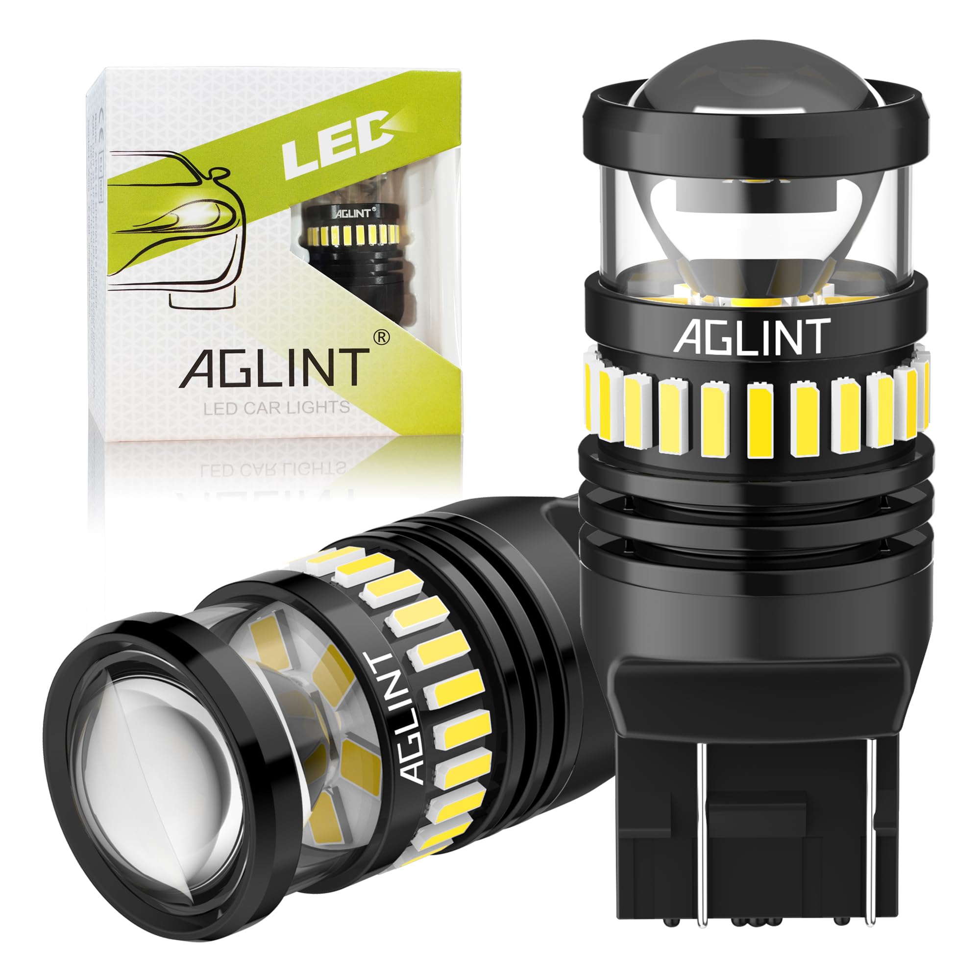 T20 LED Bulb W21W 7443 7440 W21/5W 12V 24V Replacement for Car Backup Reverse Light DRL Daytime Running Tail Turn Signal Brake Parking Lights 6500K White 2PCS