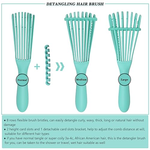 Miniatura 3 de Cepillo desenredante para mujer, cabello rizado y húmedo, cepillo para desenredar, peine de dientes anchos, peines de cola de rata para separar el