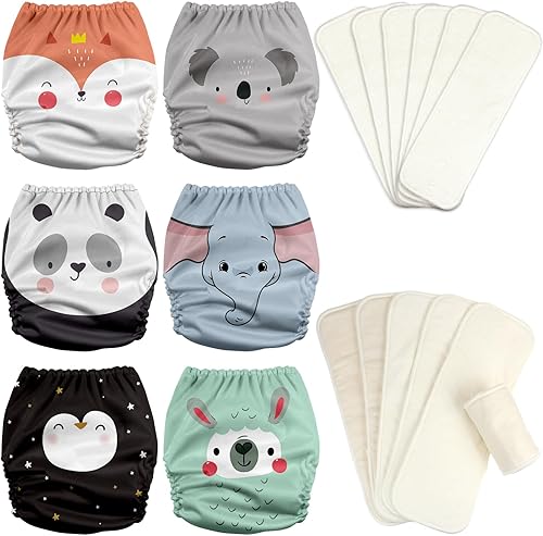 Mama Koala 3.0 Pañales de tela para bebé con 6 inserciones, con 6 inserciones de algodón de cáñamo Bboo de 6 capas
