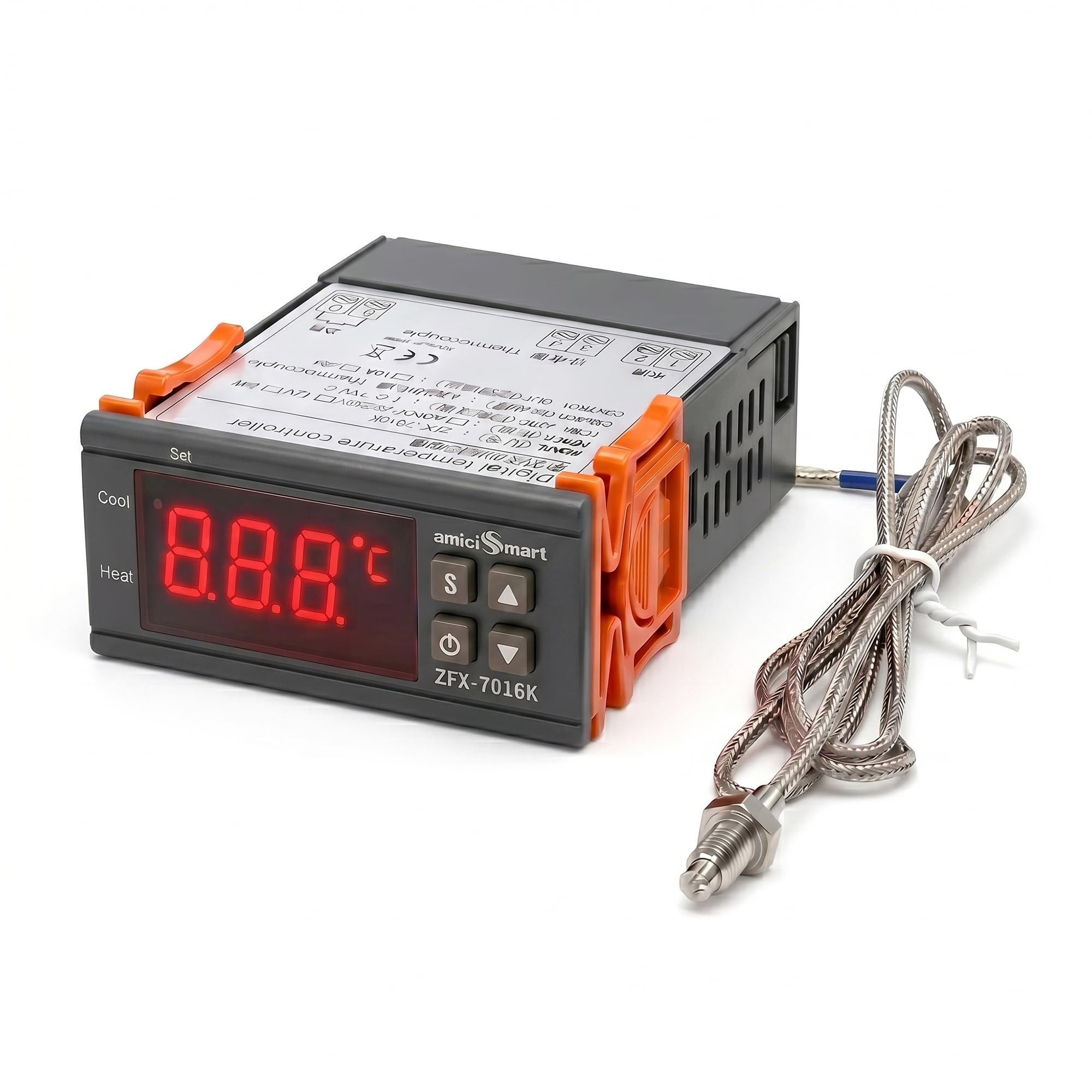 amiciSmart ZFX-7016K Digital Temperature Controller 220V 30A with K-Type Thermocouple Sensor, 1–999°C Adjustable Thermostat, High Accuracy LED Temperature Control Module for Heaters, Ovens, Furnaces-picture-10