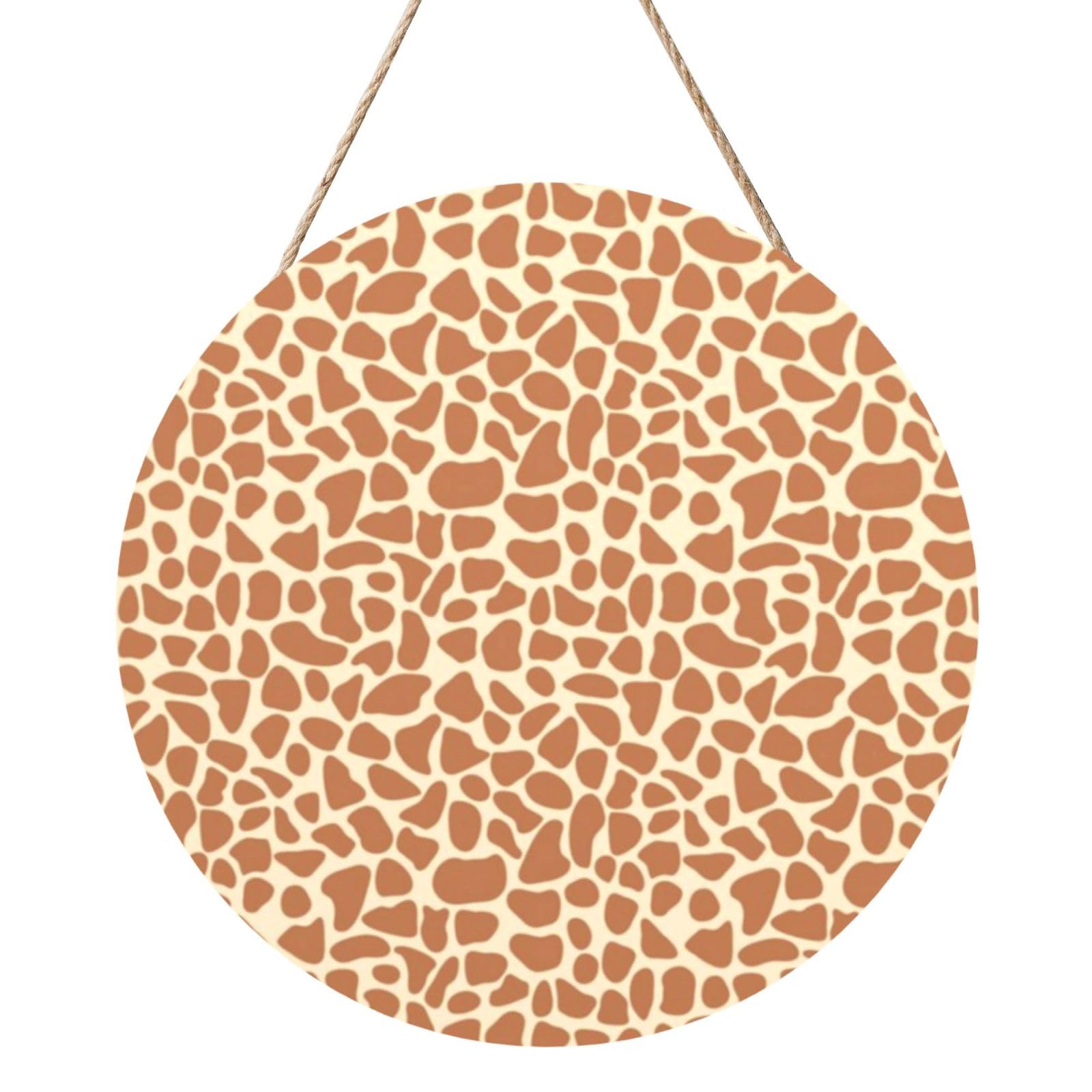 InOmak Giraffe Animal, Round Wood Panel Painting 12 in, Wall Hanging Painting For Home