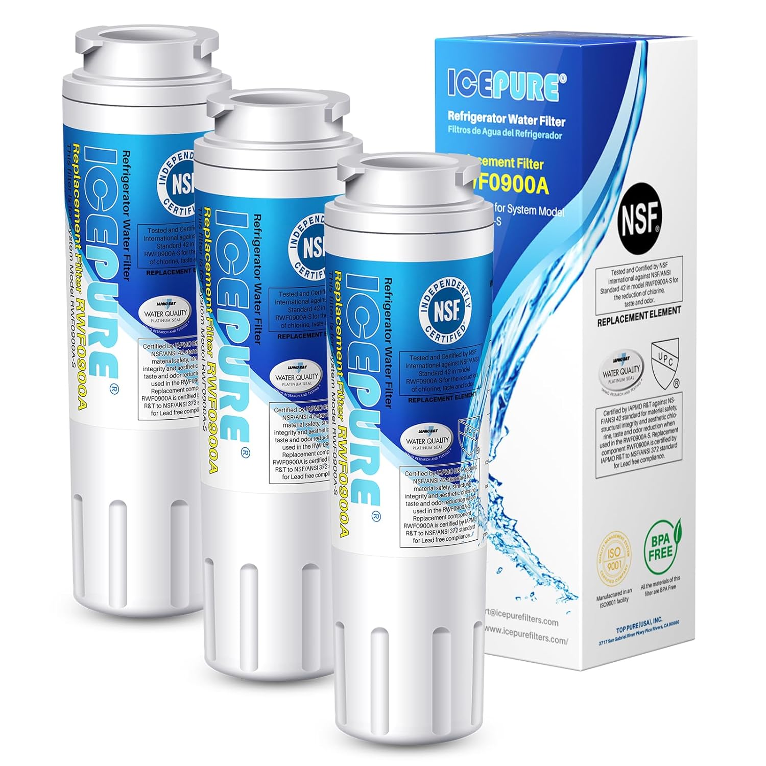 ICEPURE UKF8001 Compatible with Whirlpool EDR4RXD1 4396395 Maytag UKF8001 UKF8001AXX EveryDrop Refrigerator Water Filter 4 RFC0900A UKF8001AXX-200 UKF8001P