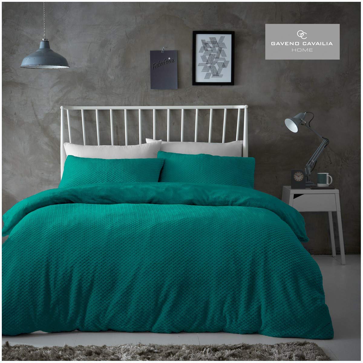 GC GAVENO CAVAILIA Popcorn Duvet Cover Set, Snuggle Warm Waffle Bedding Sets King Size, Fluffy Fleece Quilt Covers, Teal