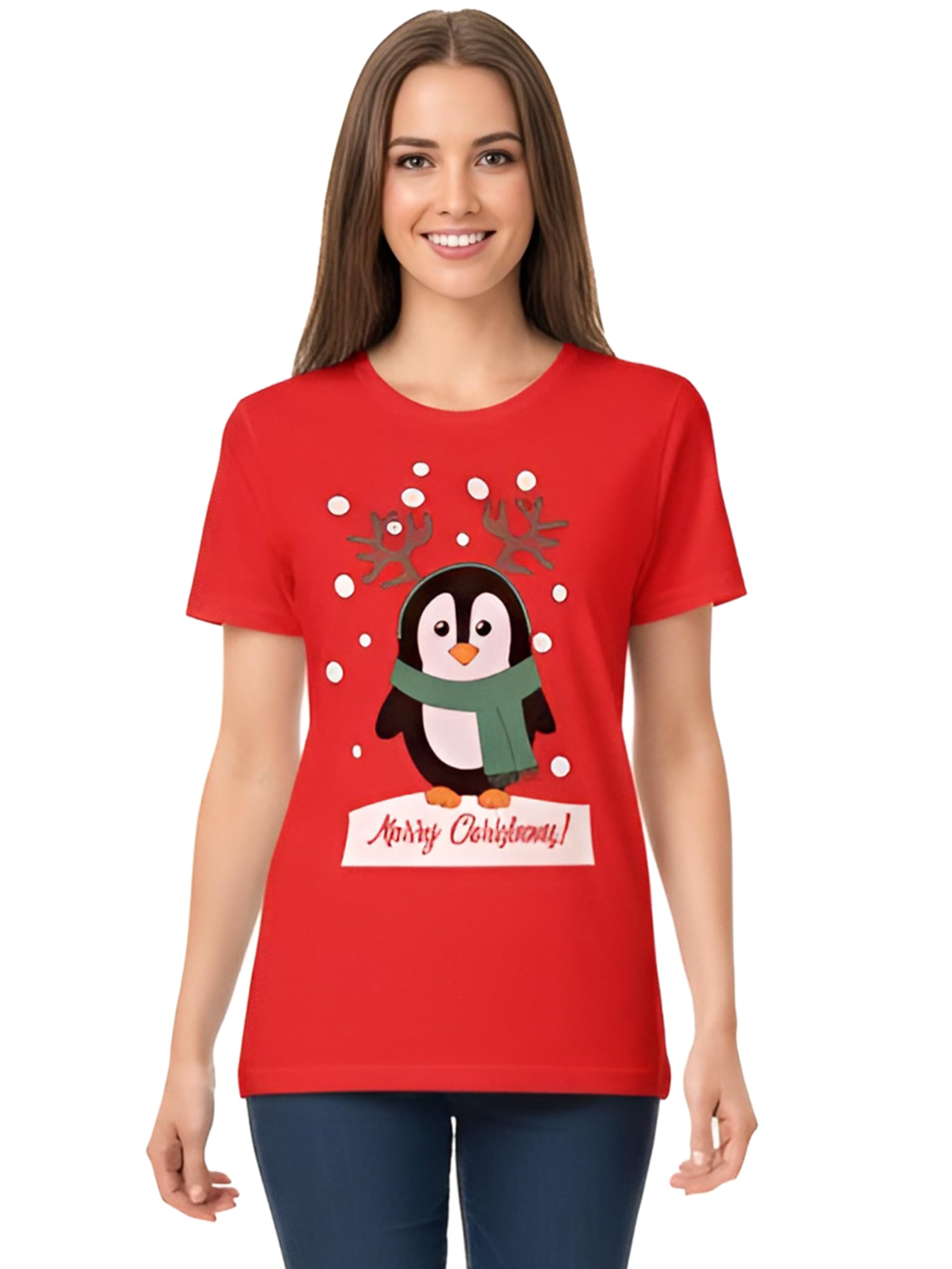 Love My Fashions Christmas Tshirts for Womens Xmas Party Shirts Festival Tshirts Snowmen Santa Fun Reindeer Jumpers
